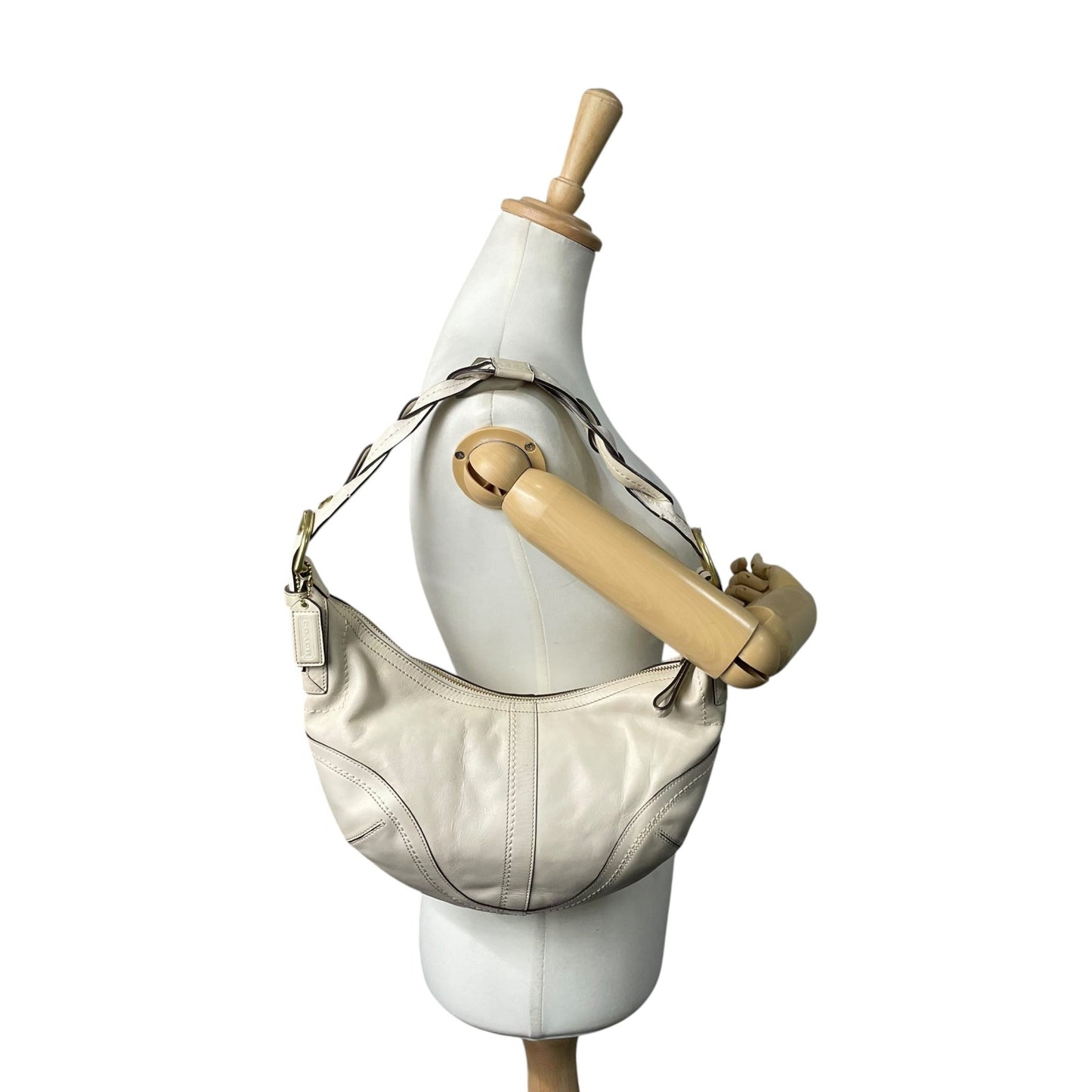 美品 コーチ COACH レザー ハンドバッグ ワンショルダーバッグ ホーボー 10043 ベージュ 金金具 ゴールド金具 Y2K 00s vintage C4