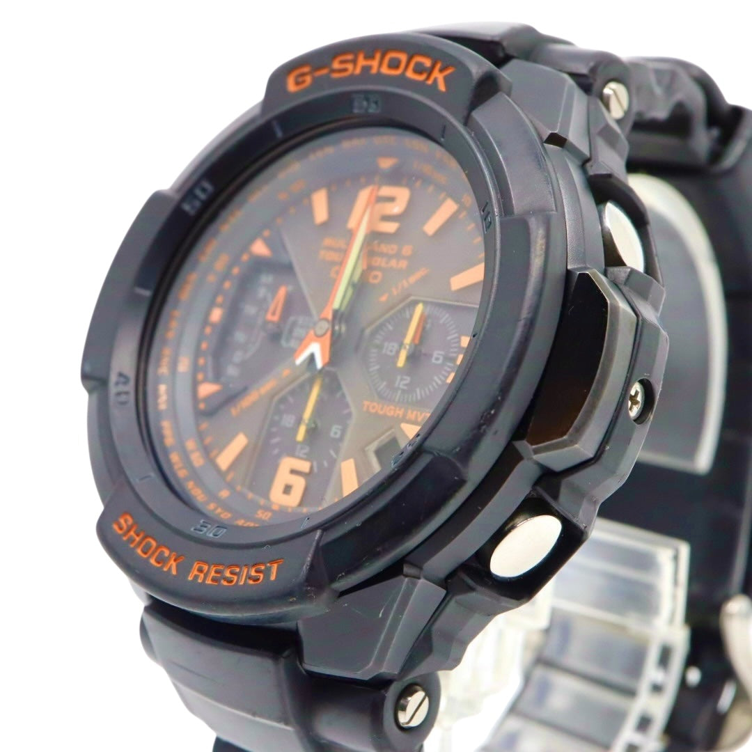 美品 CASIO カシオ G-SHOCK グラビティマスター GW-3000B ブラック オレンジ タフソーラー 電波ソーラー マルチバンド6 クロノグラフ スカイコックピット アナログ メンズ ウォッチ 腕時計 G4