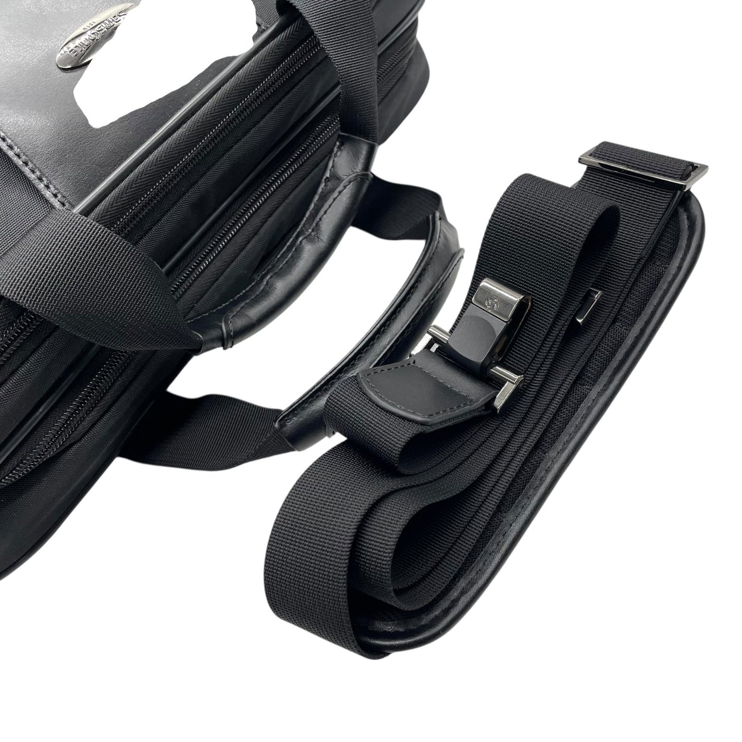 美品 サムソナイト Samsonite ビジネスバッグ ブリーフケース 2WAY ショルダー付 ナイロン×レザー 黒 ブラック X2