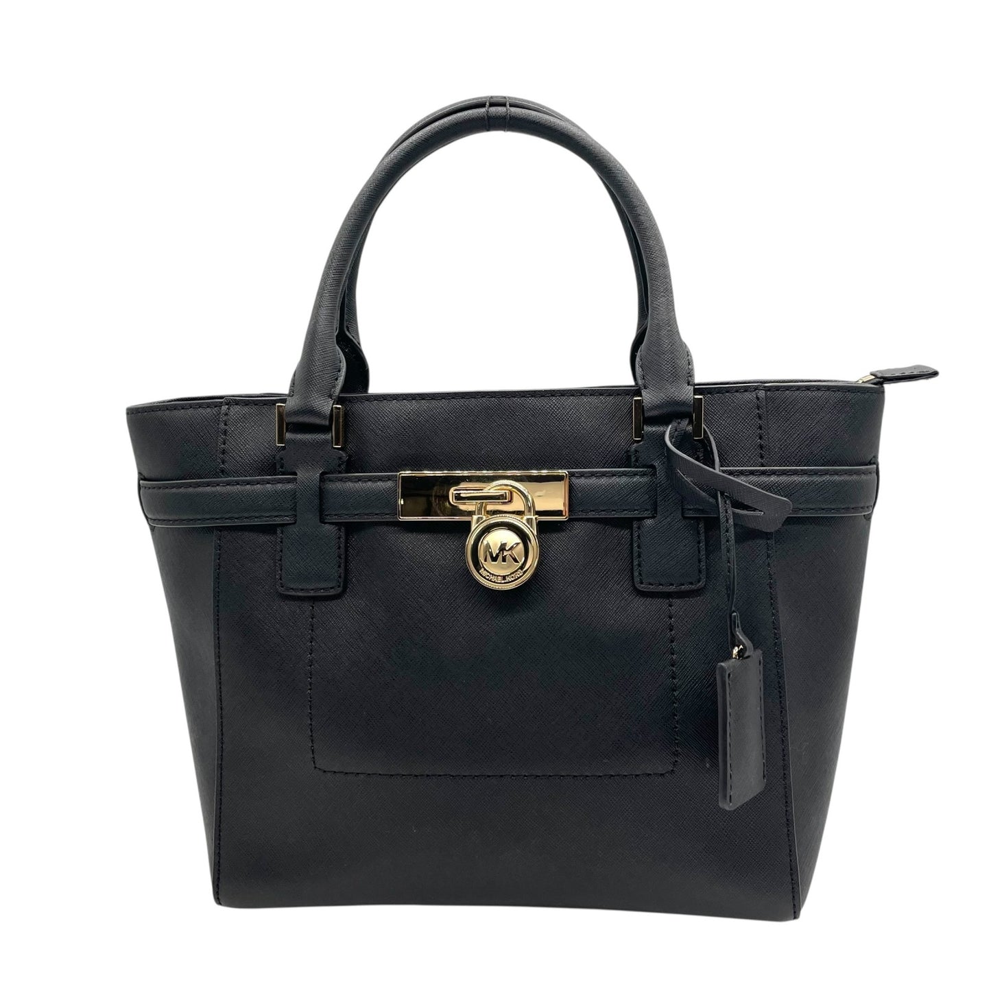 美品 マイケルコース MICHAEL KORS ハミルトン 2WAY ハンドバッグ ショルダーバッグ 黒 ブラック 金 ゴールド レザー S29