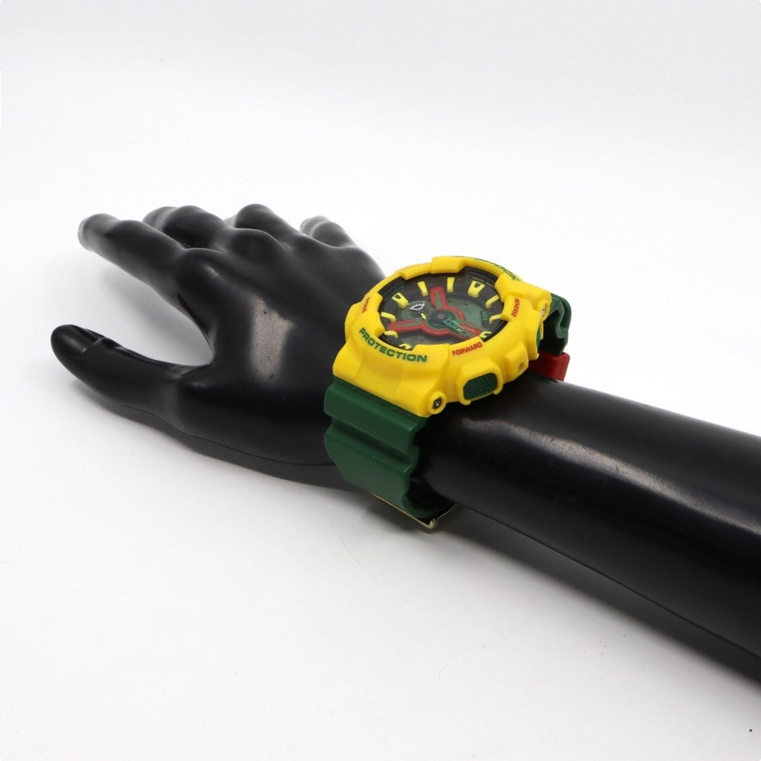 【未使用級/電池交換済】カシオ G-SHOCK GA-110RF ラスタファリアン 腕時計 メンズ アナデジ イエロー グリーン レッド ラスタカラー 20気圧防水 耐磁 JIS1種 耐衝撃構造 ストリート カジュアル ビッグケース クリーニング済み G5
