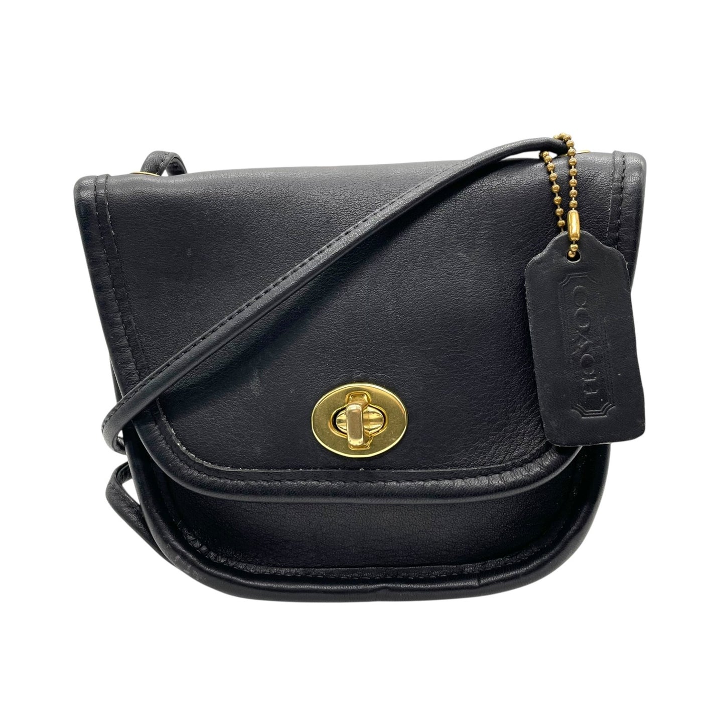 美品 希少 コーチ COACH オールドコーチ ターンロック ショルダーバッグ 9934 黒 ブラック レザー USA製 ヴィンテージ Z2