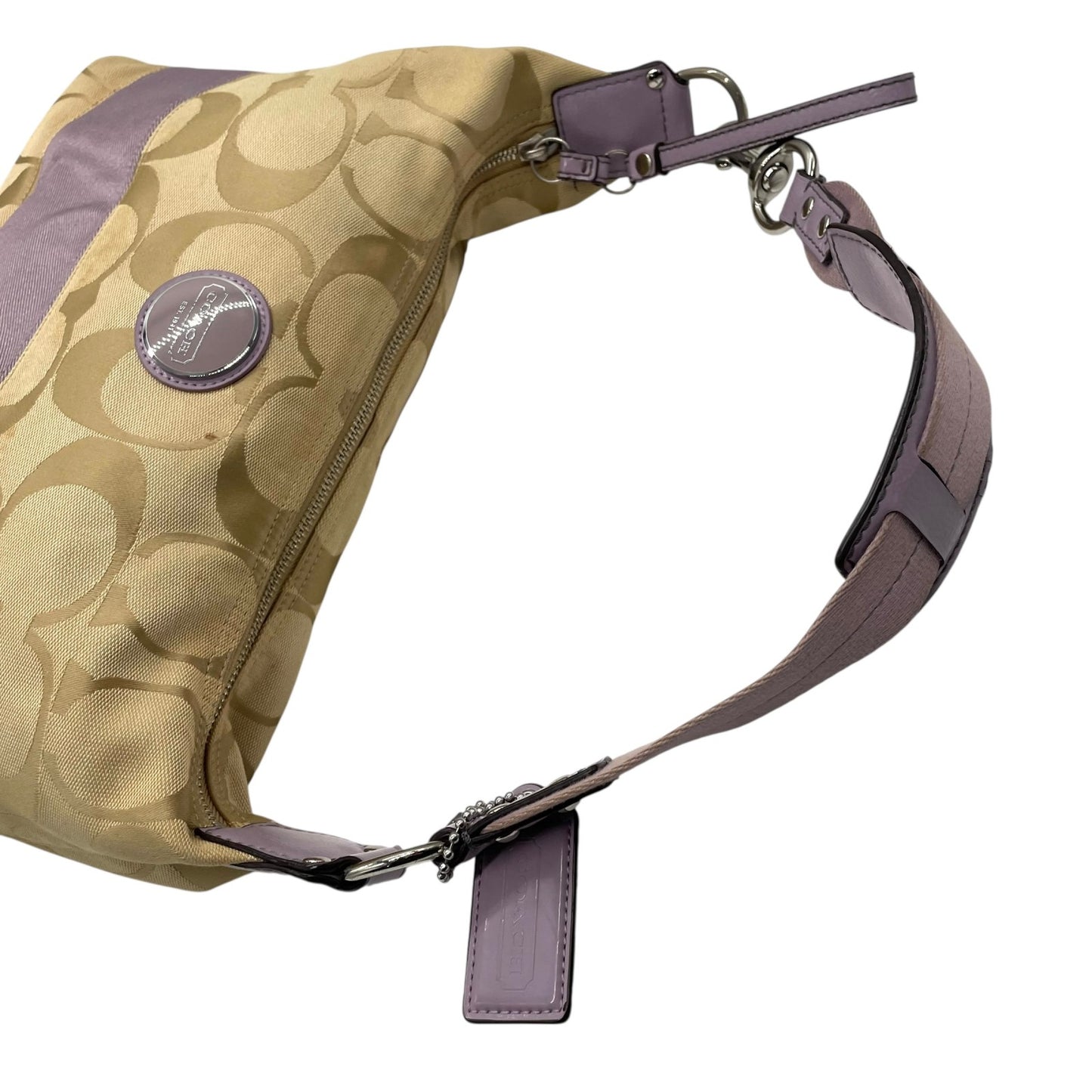 コーチ COACH シグネチャー ワンショルダー ショルダーバッグ F17434 ベージュ ライトパープル キャンバス レザー S18