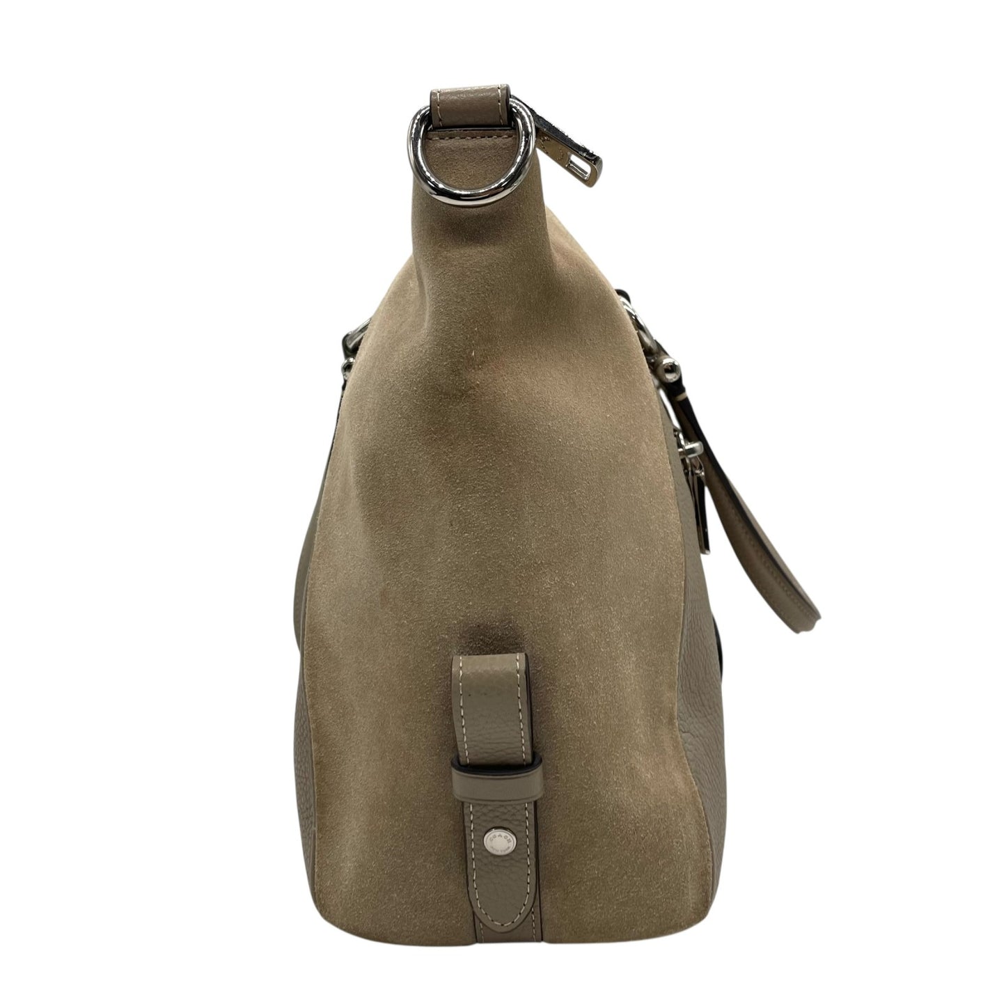 コーチ COACH Cチャーム トートバッグ ハンドバッグ スエード レザー グレー ベージュ シルバー金具 T4