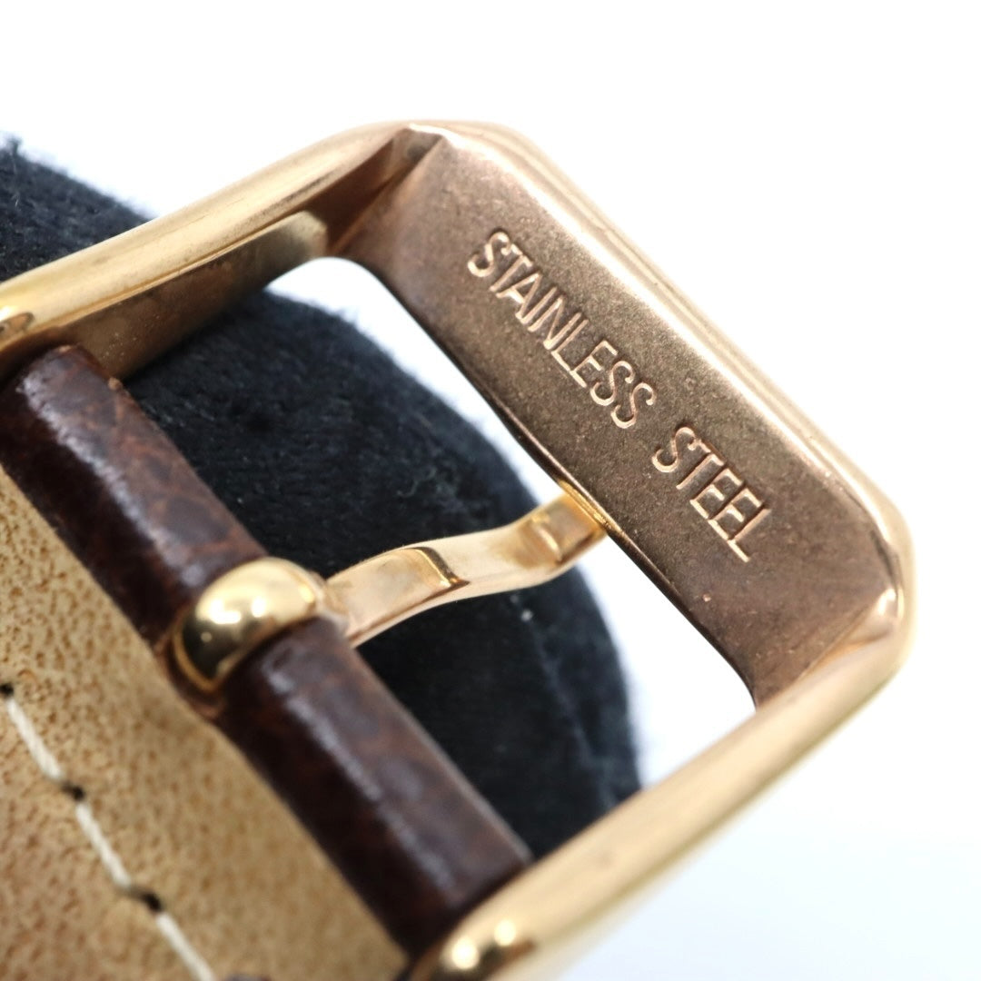 【美品】ポールスミス 腕時計 The City Slim 1005 メンズ クオーツ アナログ シルバーダイヤル ブラウンレザーベルト ゴールドケース シンプル クラシック ビジネス ドレスウォッチ エレガント 薄型 クリーニング済み G2