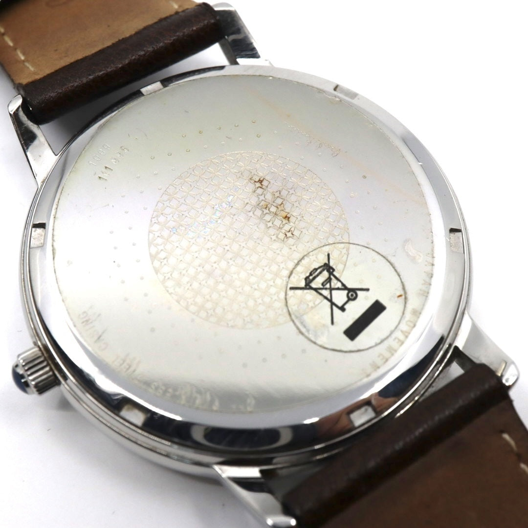 美品 【電池交換済】ポールスミス Paul Smith 腕時計 The City 1009 メンズ クオーツ アナログ ブルーダイヤル ブラウンレザーベルト シルバーケース シンプル クラシック ビジネス ドレスウォッチ エレガント クリーニング済み G2