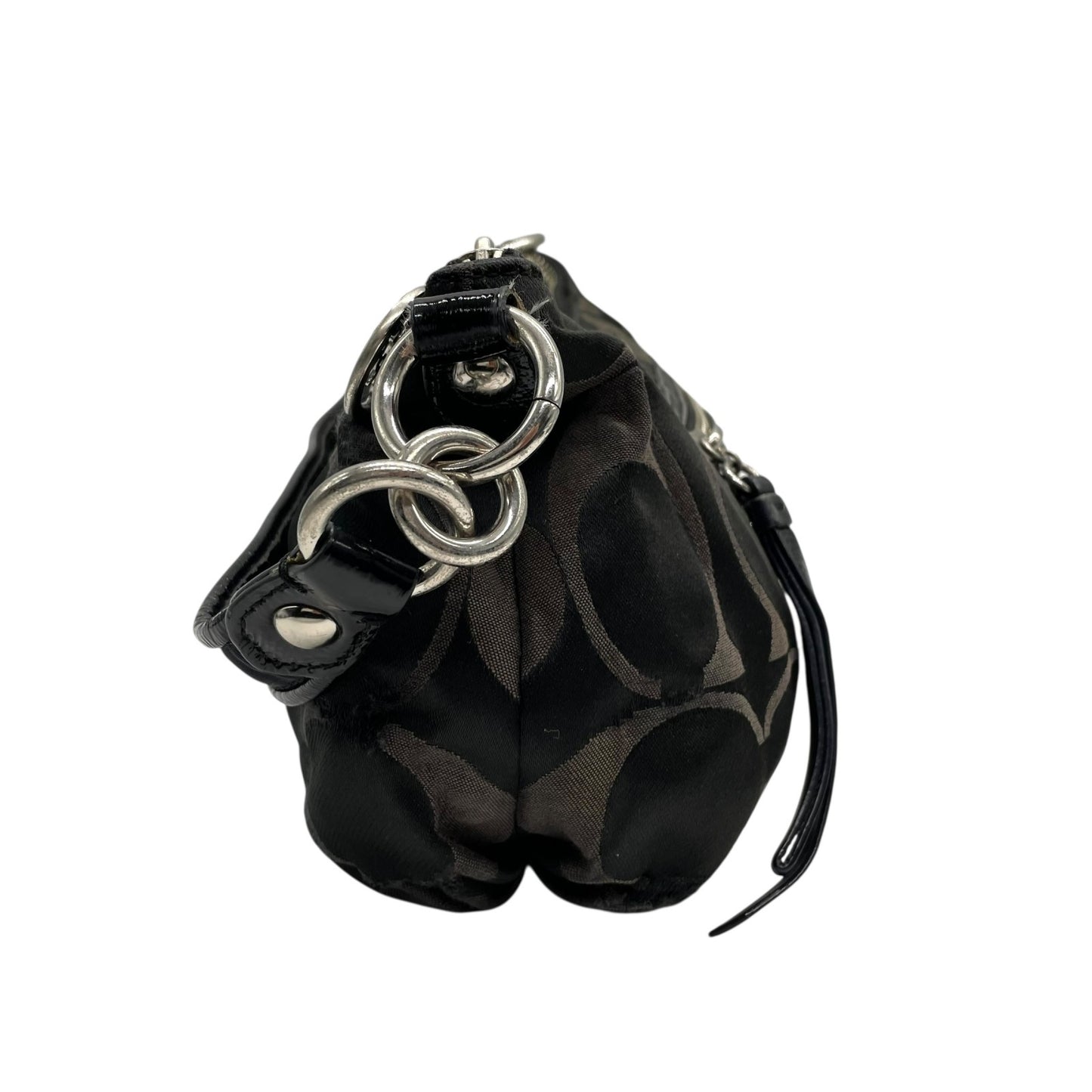 コーチ COACH 2WAY ハンドバッグ ショルダーバッグ ポピー シグネチャー 黒 ブラック キャンバス シルバー金具 手提げ 肩掛け可 斜め掛け可 ロゴ レディース U5