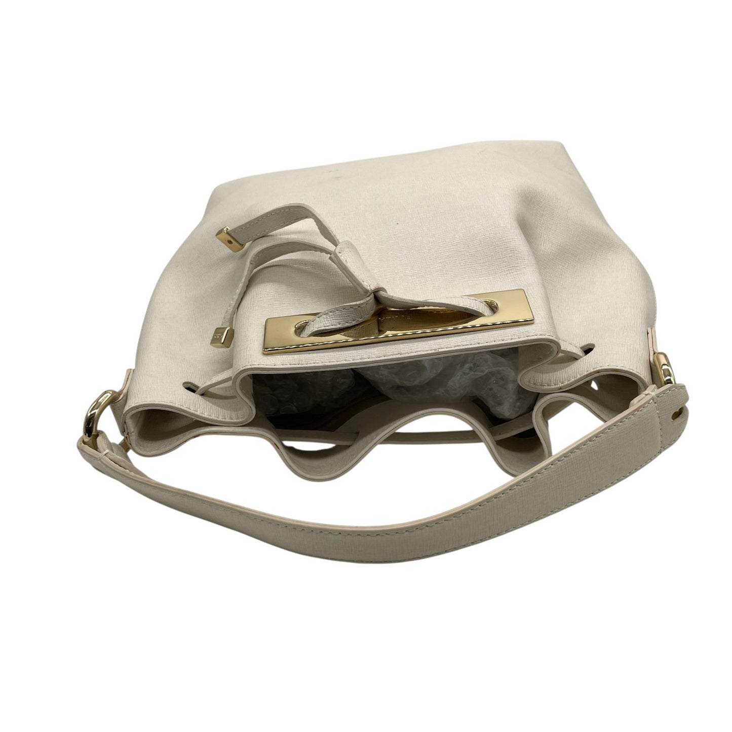 フルラ FURLA 2WAY ハンドバッグ ショルダーバッグ ホワイト 白 レザー 巾着型 ゴールド金具 手提げ 斜め掛け可 レディース T1