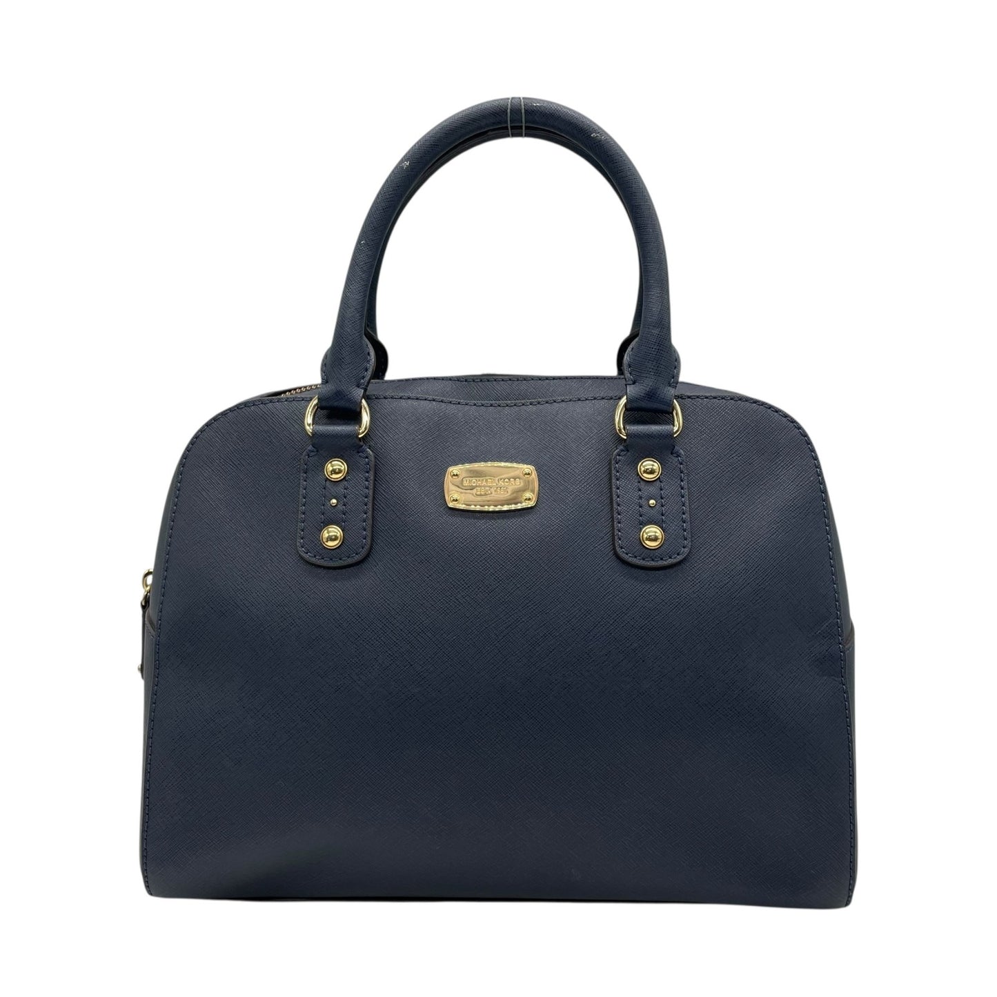 美品 MICHAEL KORS マイケルコース 2WAY ハンドバッグ ショルダーバッグ ネイビー レザー ゴールド金具 ロゴ 斜め掛け可 手提げ レディース T3