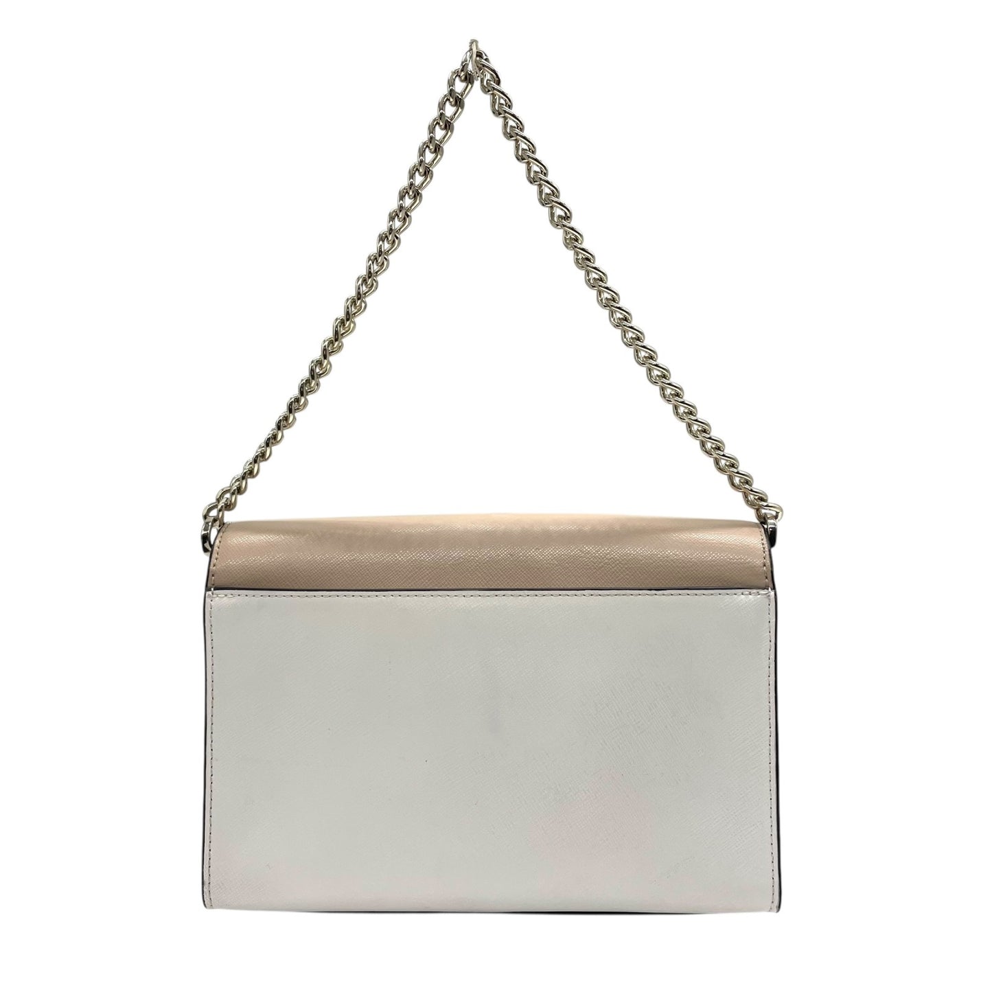 美品 kate spade ケイトスペード カーソン カラーブロック コンバーチブル 2WAY ハンドバッグ ショルダーバッグ クロスボディ PVC ベージュ 白 ホワイト 黒 ブラック バイカラー チェーン ゴールド金具 ロゴ 斜め掛け可 レディース S6