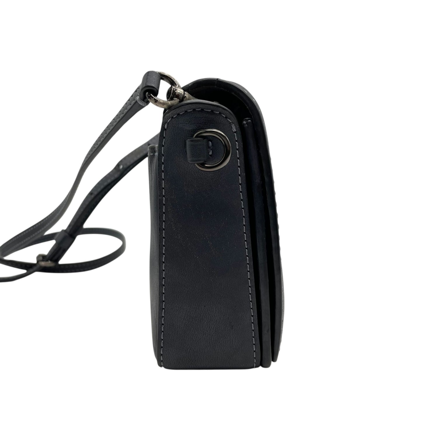 COACH コーチ ショルダーバッグ 紺 ネイビー レザー ブラック金具 ターンロック ディンキー ミニバッグ お財布バッグ 斜め掛け可 レディース C5