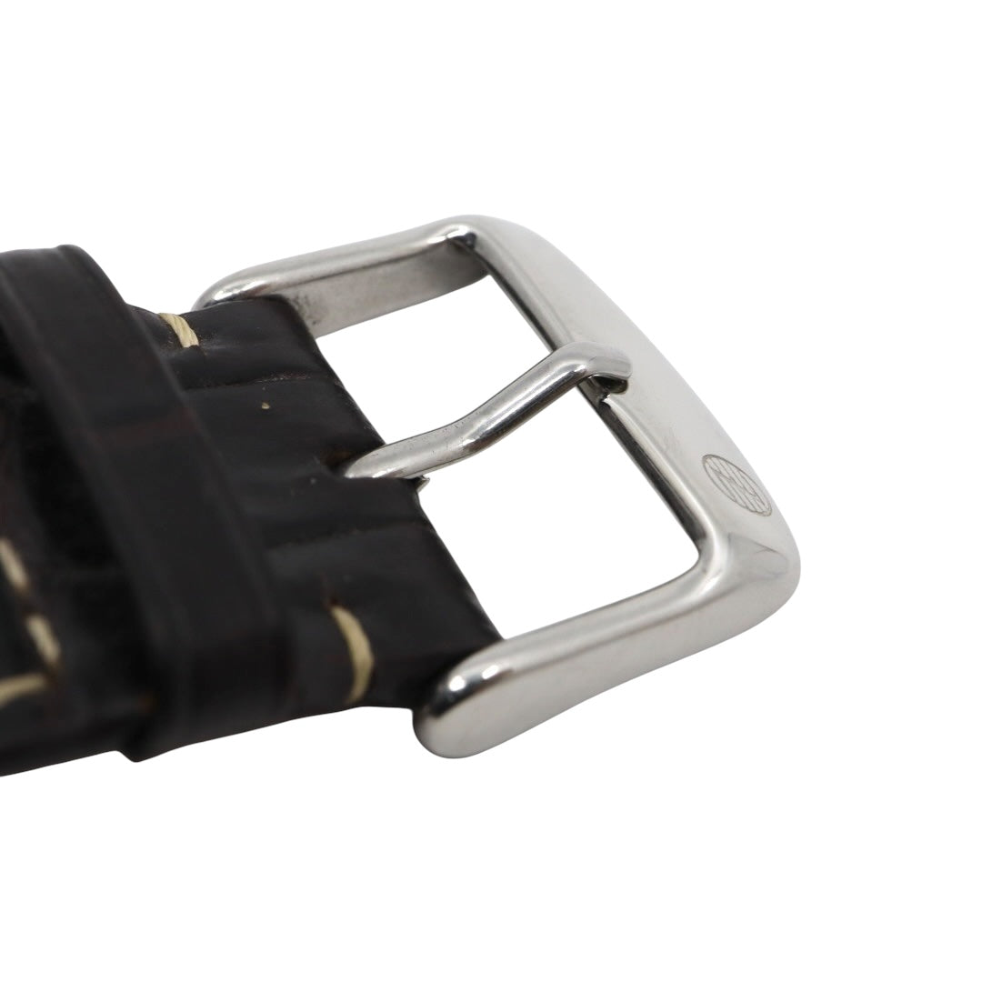 【極美品/電池交換済】 ZEPPELIN ツェッペリン 100周年記念モデル 7640-1 腕時計 メンズ クロノグラフ ビッグデイト アイボリー文字盤 ブラウンレザー ドイツ製 パイロットウォッチ クラシック エレガント アナログ クォーツ 稼働品 G2