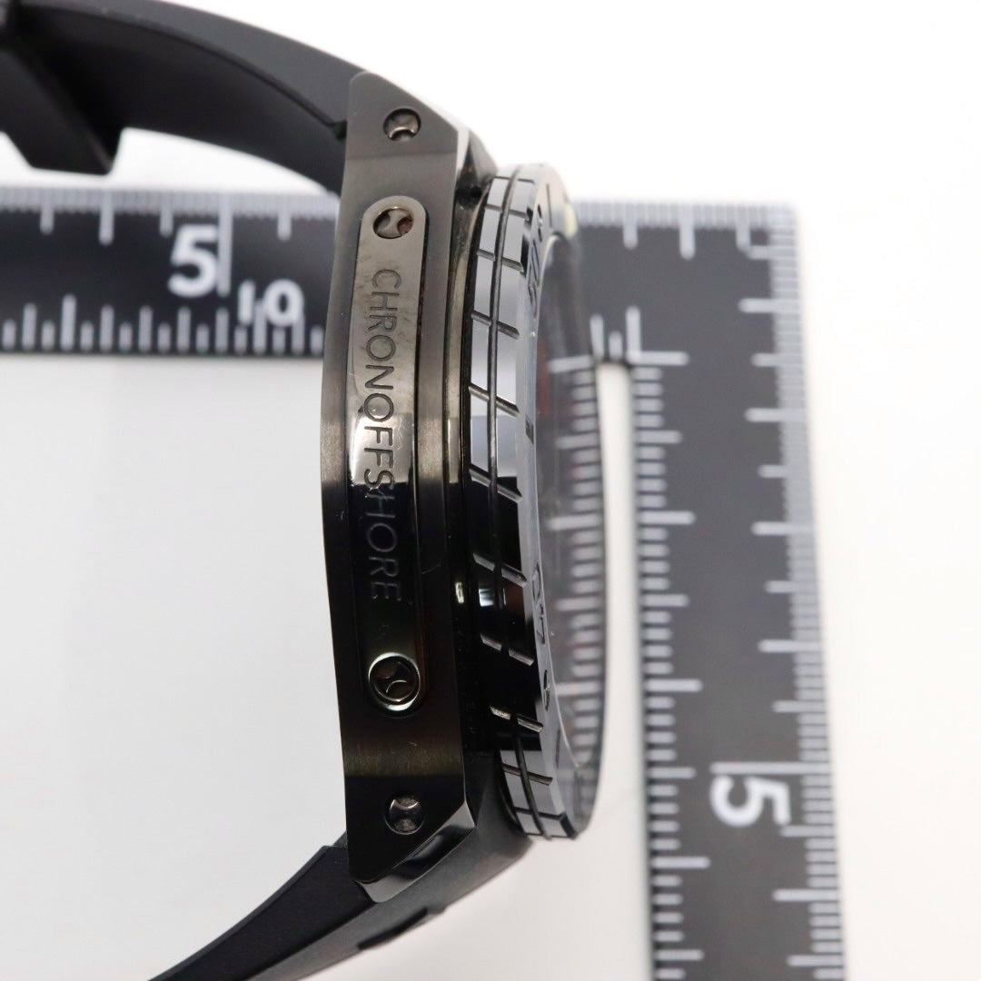 【新品同様/稼働品】エドックス EDOX クロノオフショア1 10020 メンズ腕時計 クオーツ クロノグラフ ビッグデイト カーボンダイヤル ブラック 300m防水 ダイバーズウォッチ パワーボート スイス製 スポーティ エレガント G7