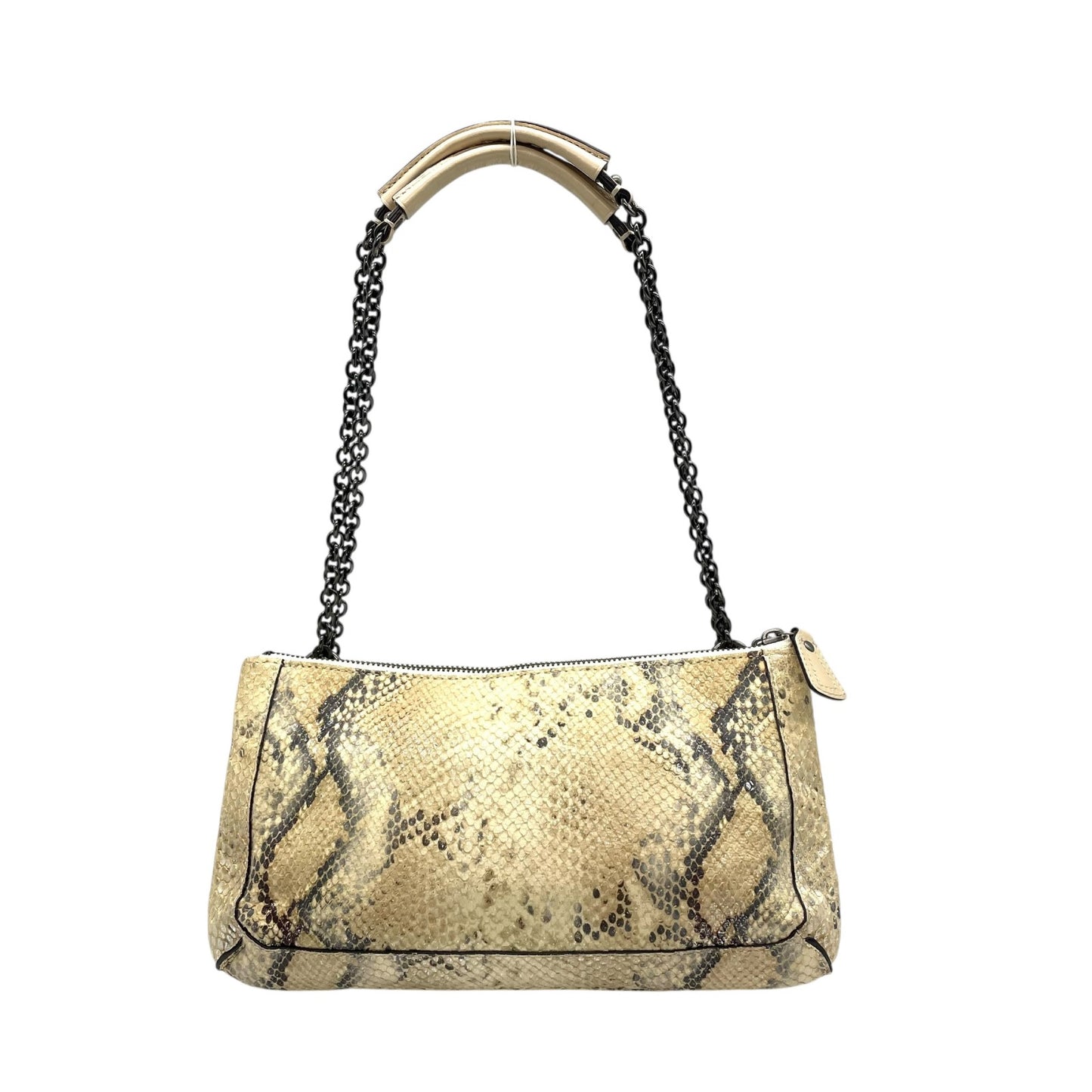 COACH コーチ ハンドバッグ ワンショルダー ベージュ レザー 型押し エンボス チェーンショルダー 肩掛け可 ロゴ チャーム付き レディース S30