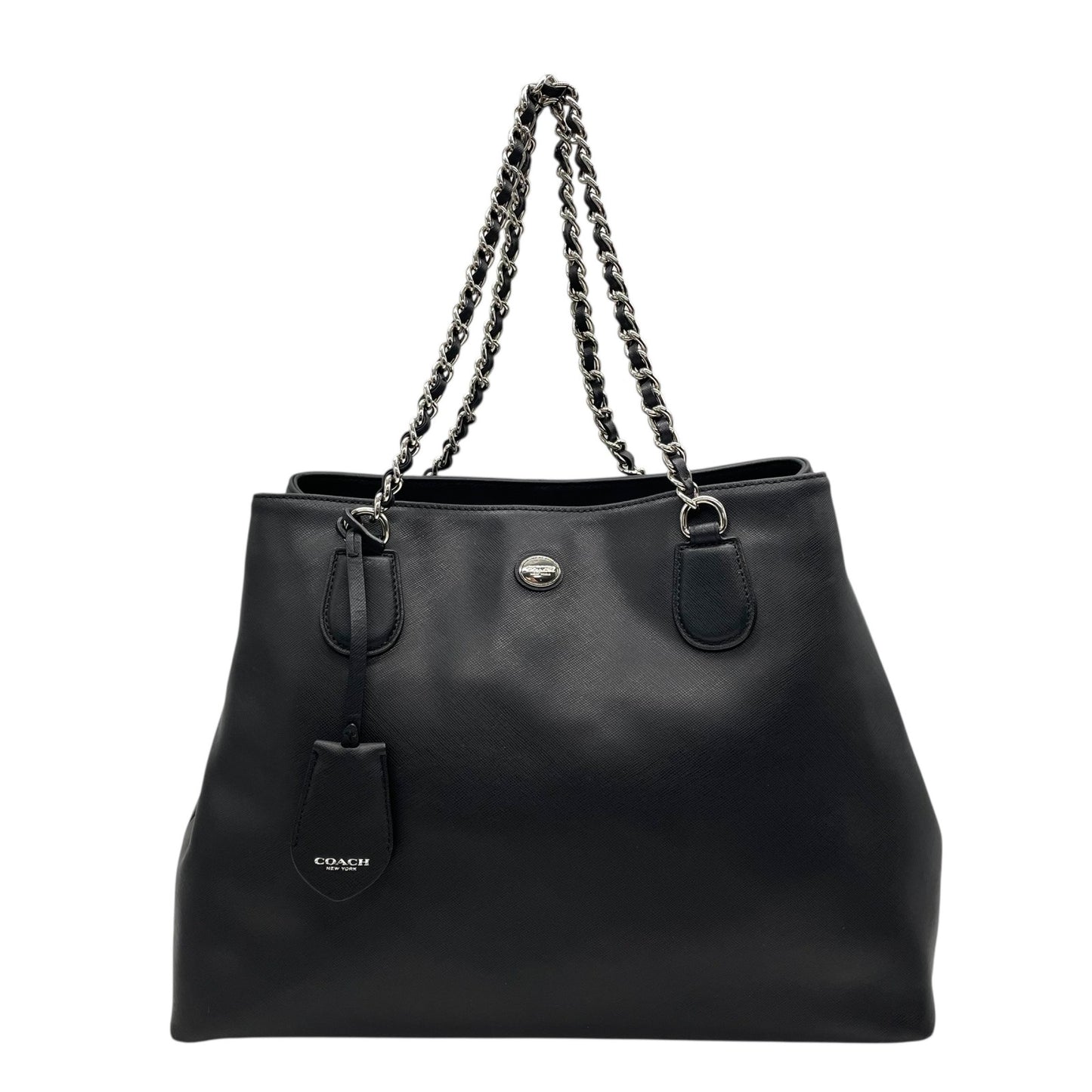 コーチ COACH トートバッグ チェーンハンドル ショルダー 肩掛け ロングハンドル F31752 黒 ブラック レザー クロシェット シルバー金具 A4対応 通勤 通学 U12