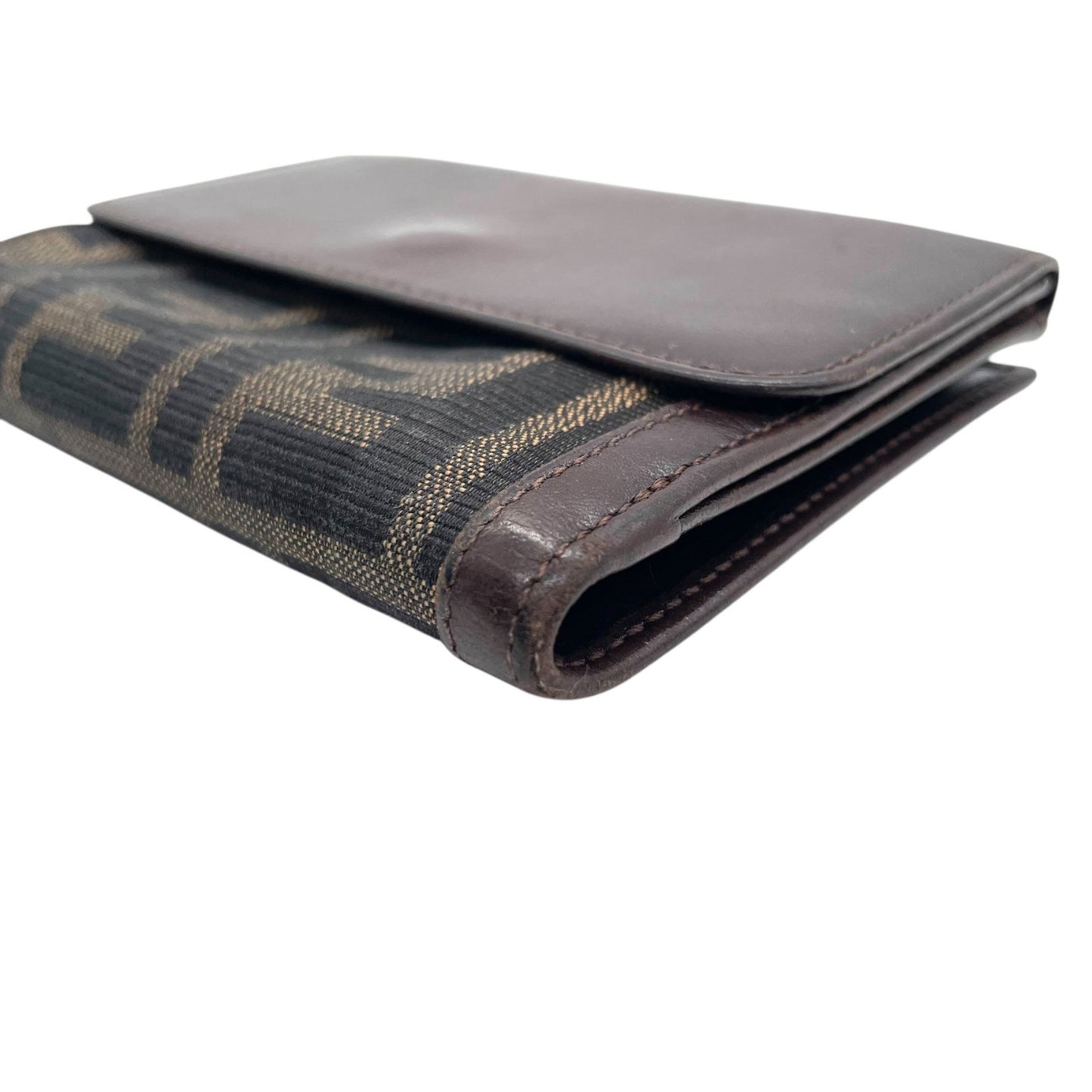 フェンディ FENDI 財布 ズッカ柄 ブラウン 茶色 ブラック 黒 キャンバス レザー 二つ折り ウォレット W4