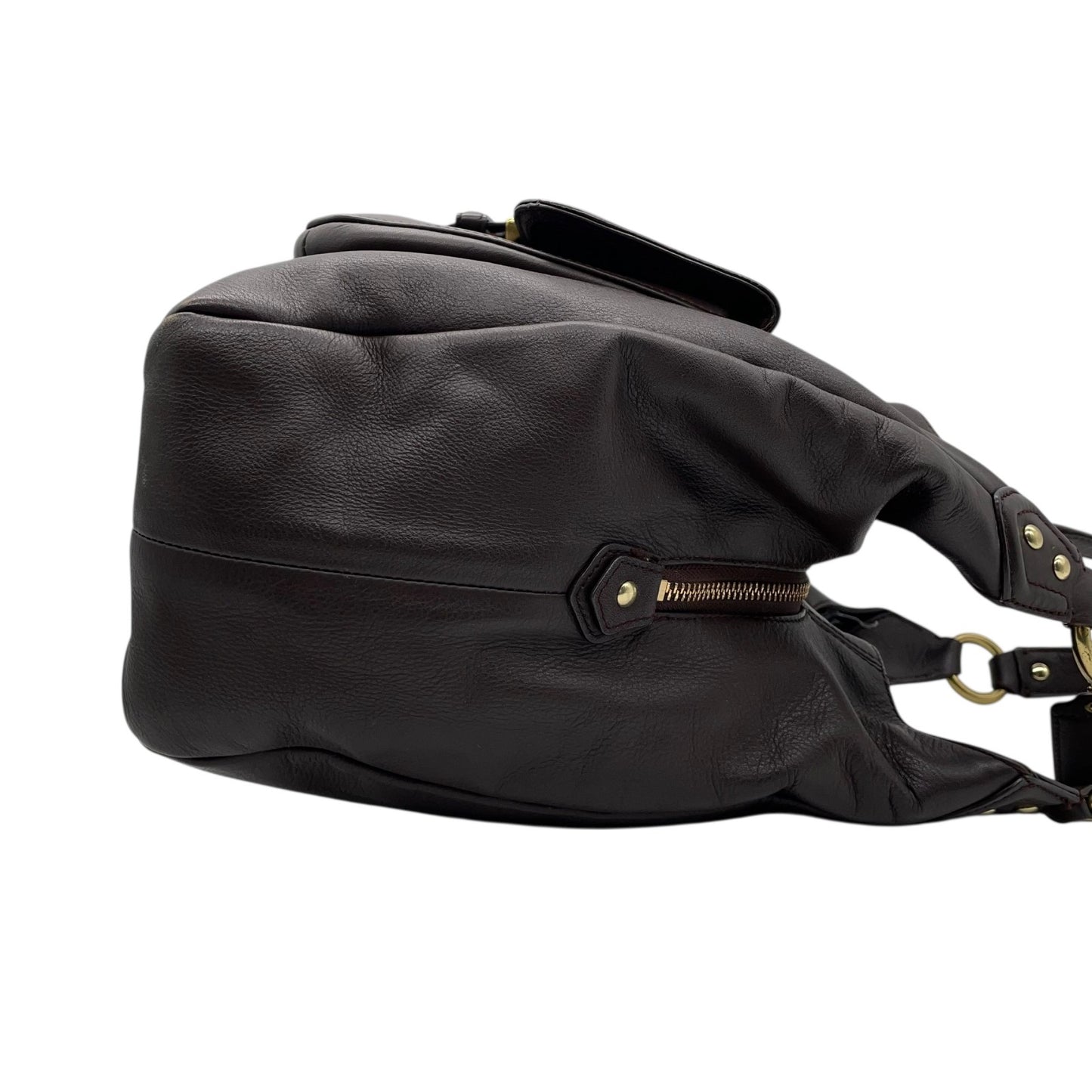 コーチ COACH ハンドバッグ キャンベル F24686 ダークブラウン オールレザー ベルトデザイン ゴールド金具 斜め掛け可 レディース U17