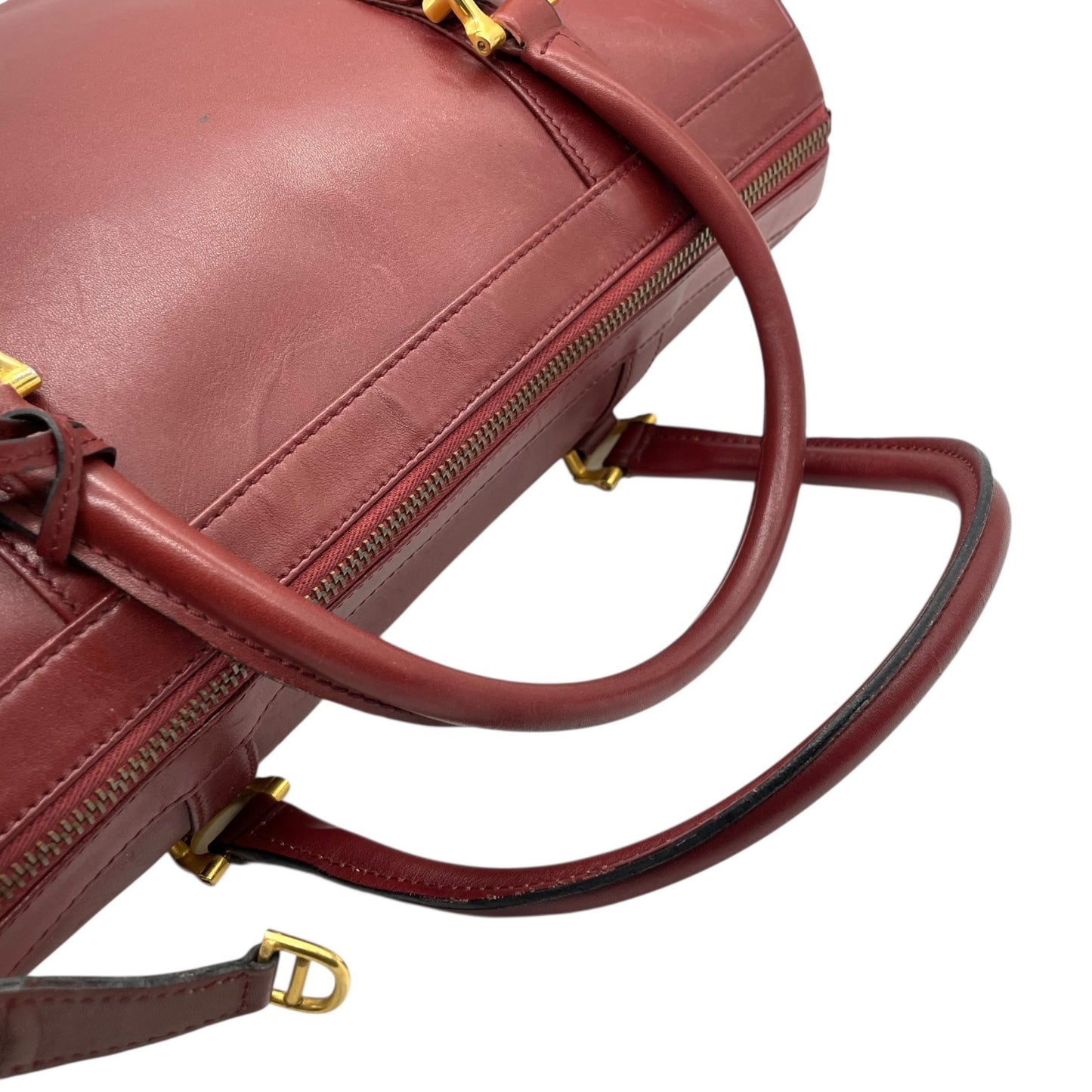 カルティエ Cartier マストライン ハンドバッグ ミニボストン ボルドー ワインレッド 赤 レザー ゴールド金具 2Cモチーフ 南京錠 レディース B