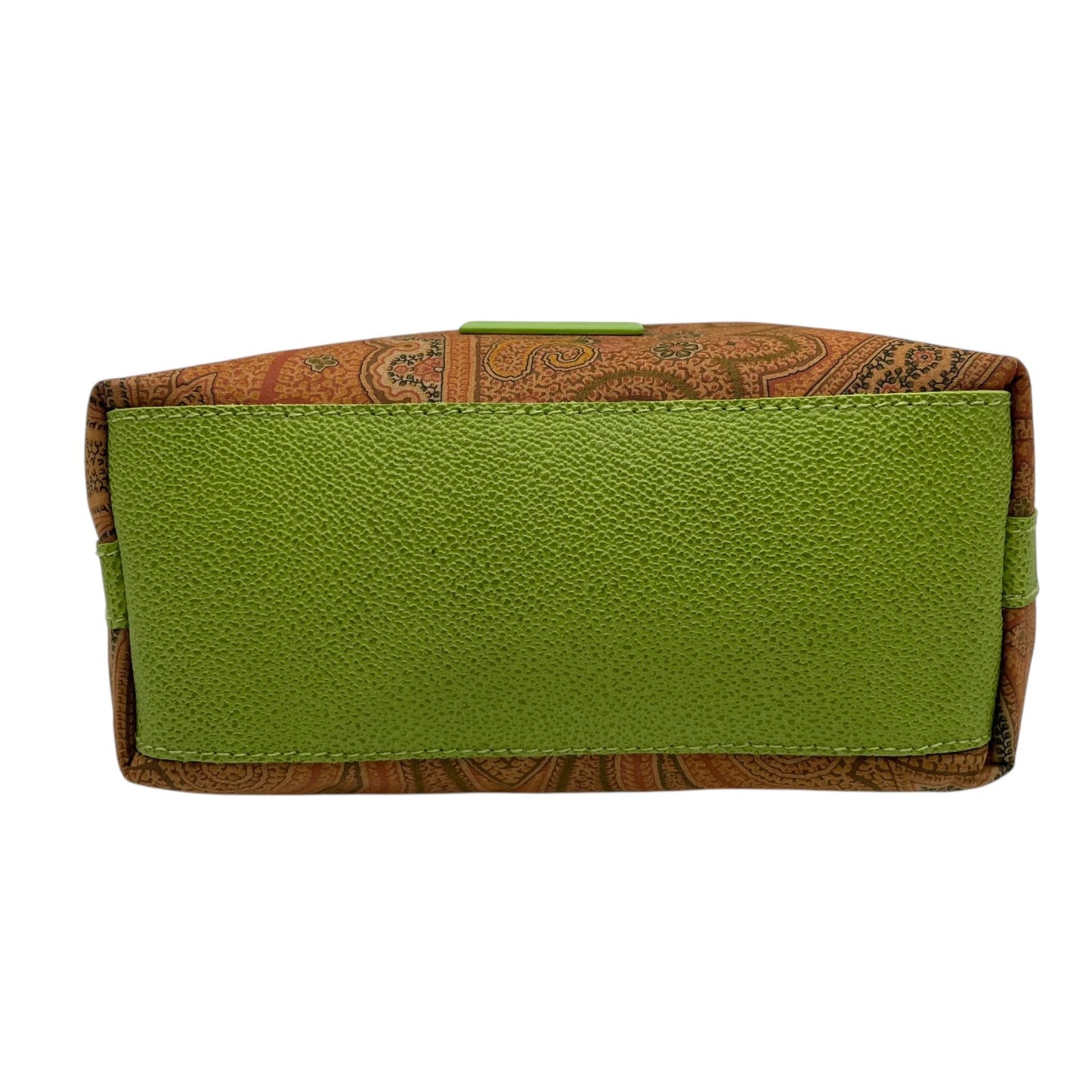 【未使用級】ETRO エトロ ハンドバッグ ミニバッグ アクセサリーポーチ ペイズリー柄 ブラウン グリーン ファブリック レザー ゴールド金具 レディース K11