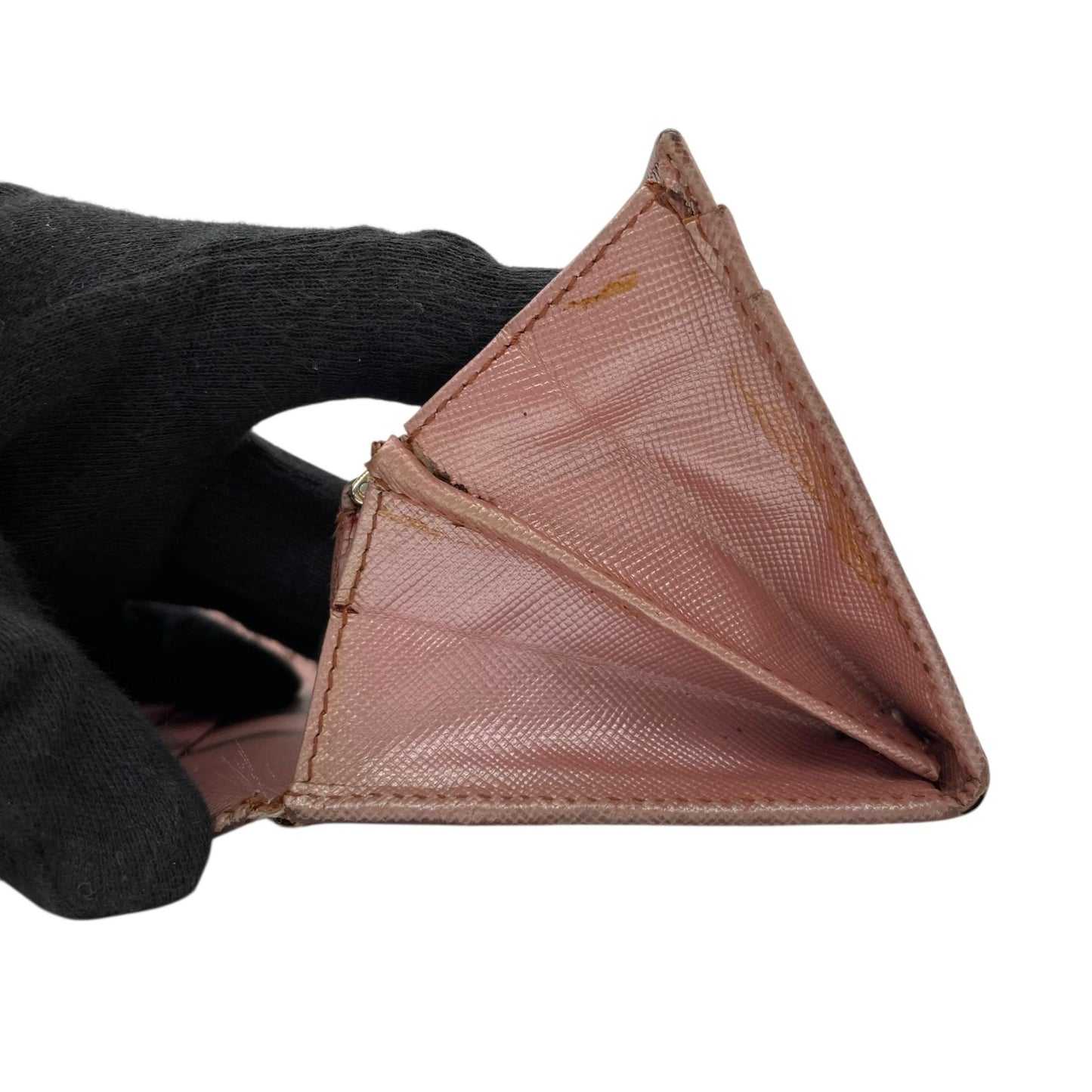 PRADA プラダ 長財布 ロングウォレット サフィアーノレザー ピンク ピンクベージュ メタリック ゴールド金具 ロゴ フラップ レディース W3