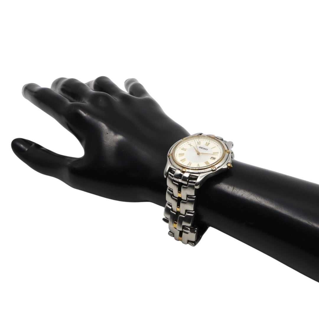 【電池交換済／稼働品】SEIKO セイコー 腕時計 クオーツ アナログ ローマンインデックス コンビカラー シルバー ゴールド メンズ レディース ユニセックス ドレスウォッチ クラシック ビンテージ 創立記念 いすゞ K-TOKA 7N32-0100 G4