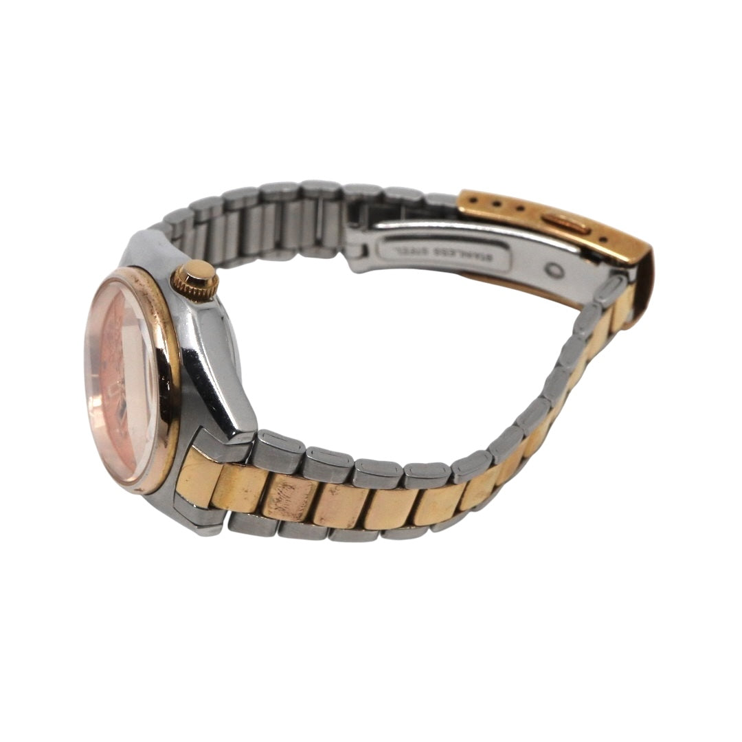 【美品】 ORIENT オリエント ガーディアン 自動巻き 腕時計 NQ1V-U0 オレンジ ゴールド ツートン ステンレススチール レディース G8