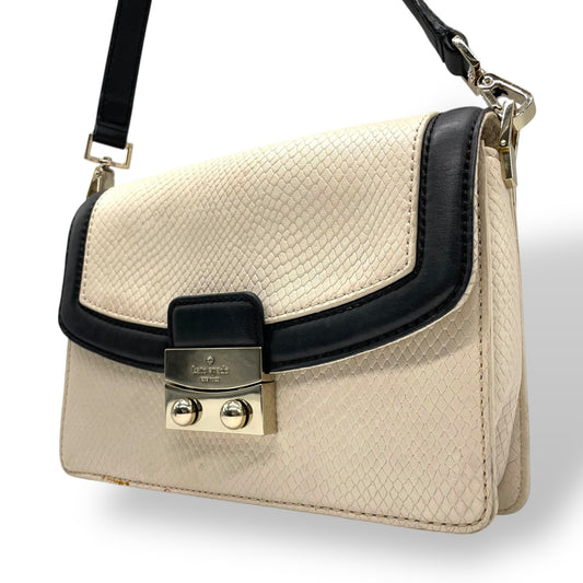 ケイトスペード Kate Spade 2WAY ショルダーバッグ 型押し レザー ホワイト 白 ブラック 黒 バイカラー 上品 レディース S81