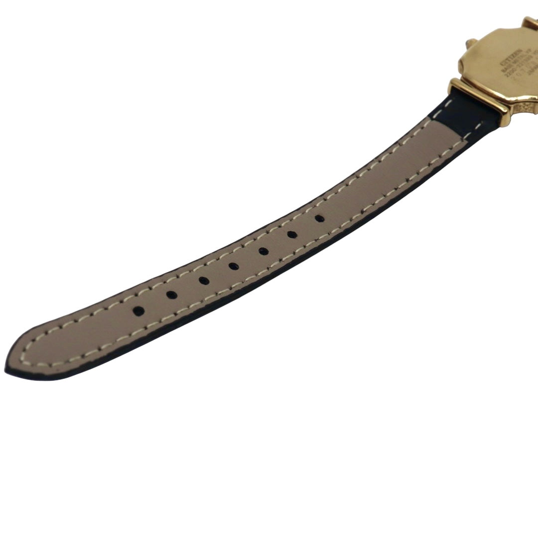 【稼働品/新品ベルト】シチズン エクセラ 腕時計 2200-221389 レディース クオーツ アナログ ローマンインデックス ブラック文字盤 ゴールド GP レザー ドレスウォッチ クラシック エレガント ヴィンテージ G9