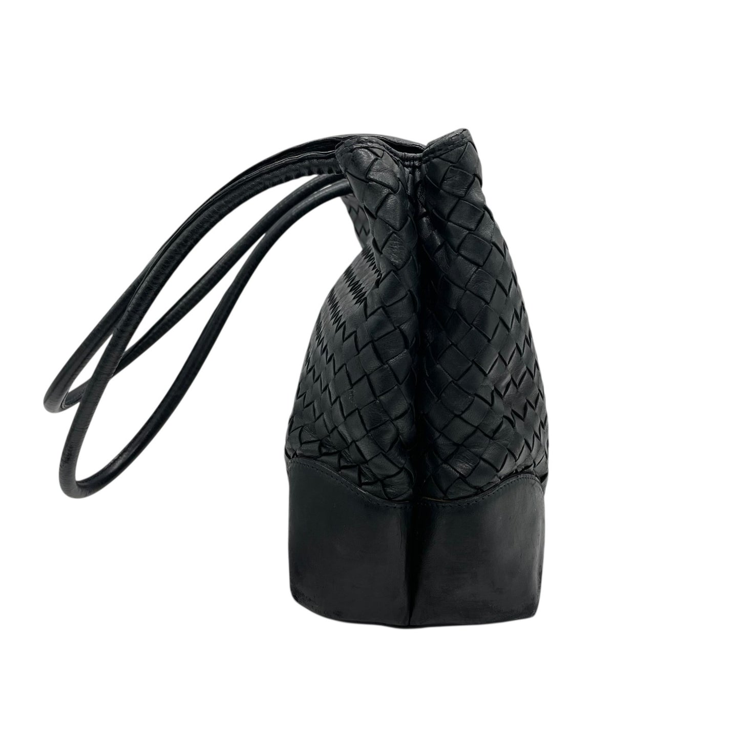 BOTTEGA VENETA ボッテガヴェネタ イントレチャート ハンドバッグ ワンショルダー ネイビー レザー ゴールド金具 肩掛け可 編み込み レディース K11