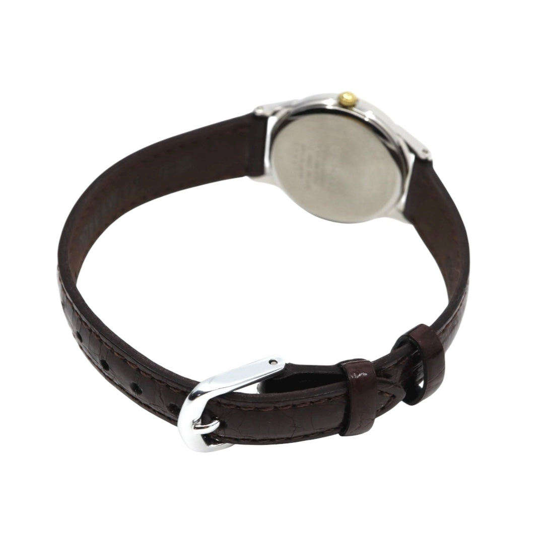 SEIKO セイコー 7N01-6881 ゴールドトーン ベゼル テクスチャー文字盤 クォーツ レディース ステンレス レザーベルト 上品 エレガント ウォッチ G11