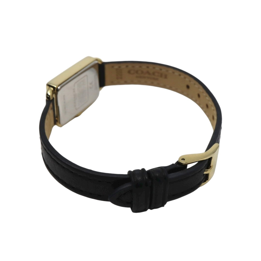 【美品】コーチ COACH 腕時計 レディース Cadie キャディ ゴールド シルバー ブラック レザー レクタンギュラー スクエア CA.144.7.34.3634 クォーツ アナログ 2針 シンプル クラシック エレガント 上品 アールデコ調 G11
