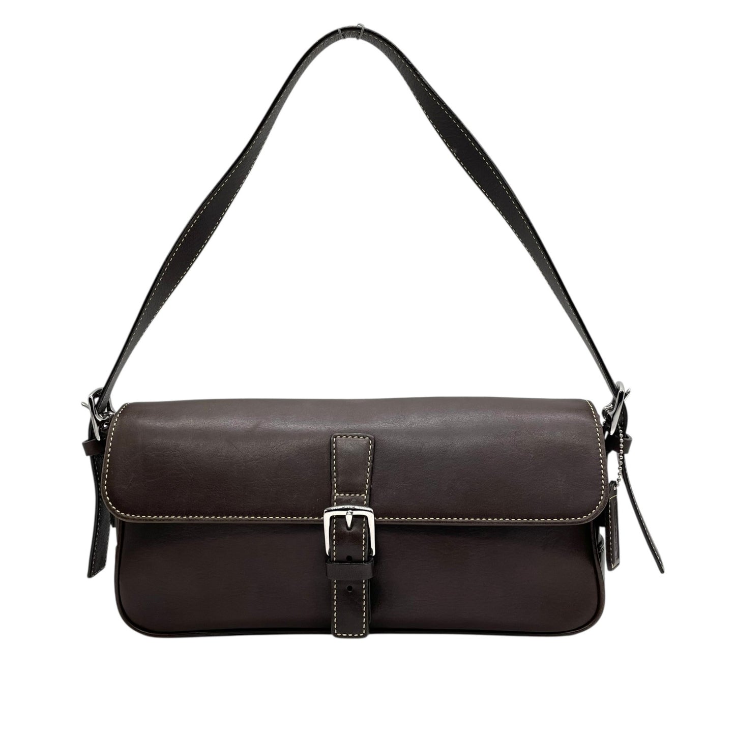 【美品】COACH コーチ 7784 ショルダーバッグ レザー ブラウン 茶色 バックルフラップ ステッチ ワンショルダー バッグ Y2K 00s vintage s91