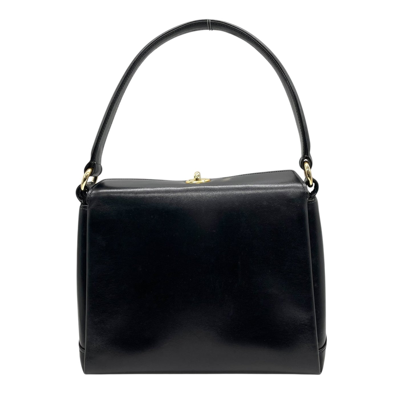 GUCCI オールドグッチ ヴィンテージ ターンロック ハンドバッグ レザー ブラック ゴールド金具 クラシック トップハンドル B5