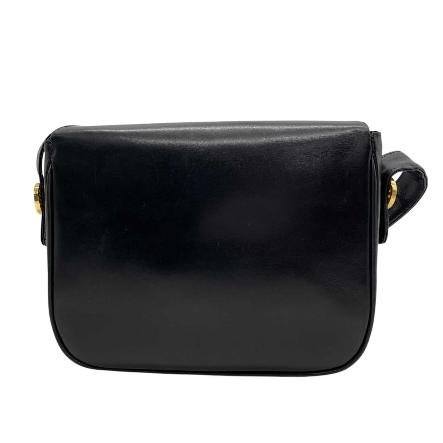 Authentic CELINE Shoulder Bag Black Leather Horse Carriage Gold Hardware Vintage Women's Crossbody