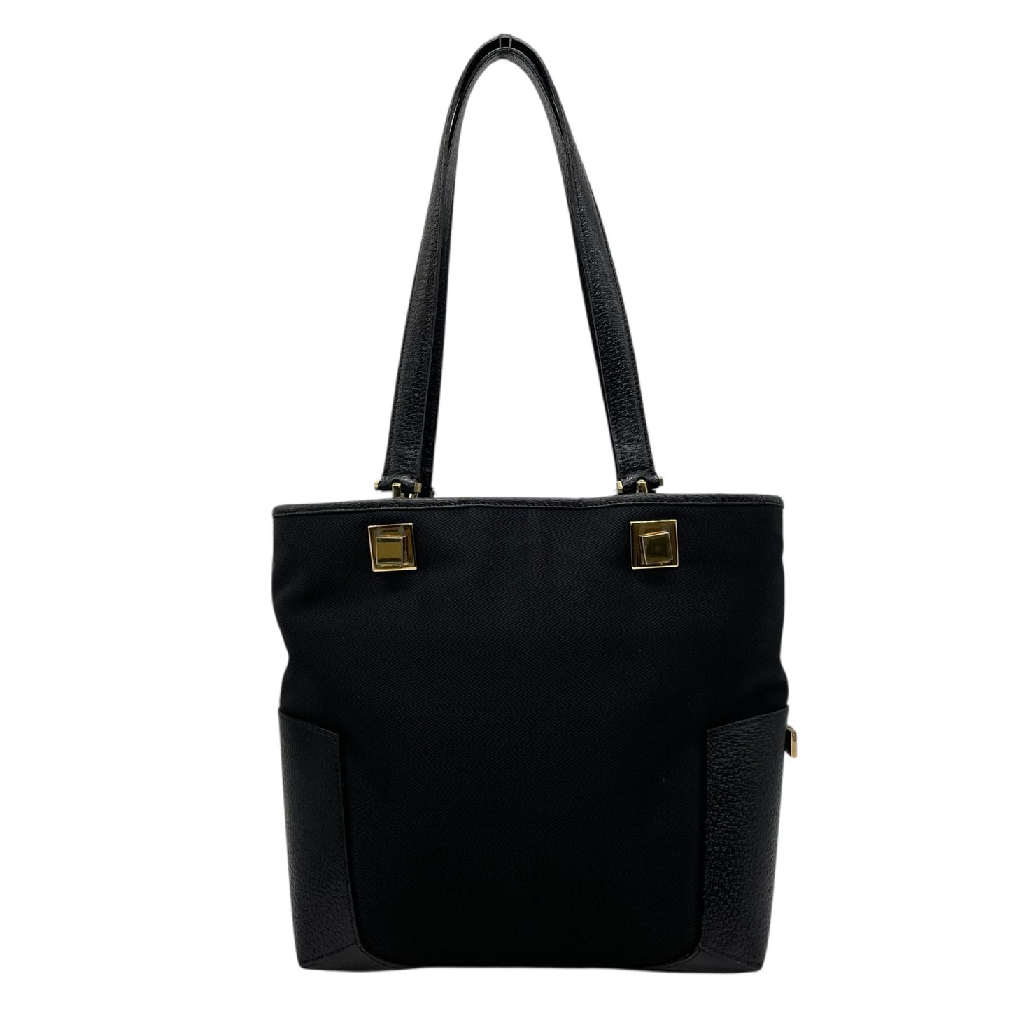 Authentic Salvatore Ferragamo DH-21 Tote Bag Canvas Leather Black Gold Hardware Women's Shoulder Bag