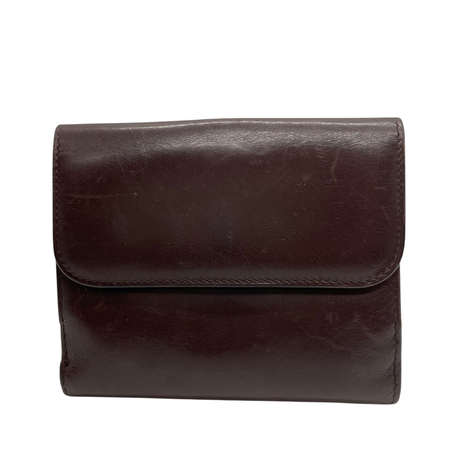 美品 GUCCI グッチ レザー 二つ折り財布 ボルドー ブラウン ゴールド金具 インターロッキング 035-904 ヴィンテージ レディース オールドグッチ M4