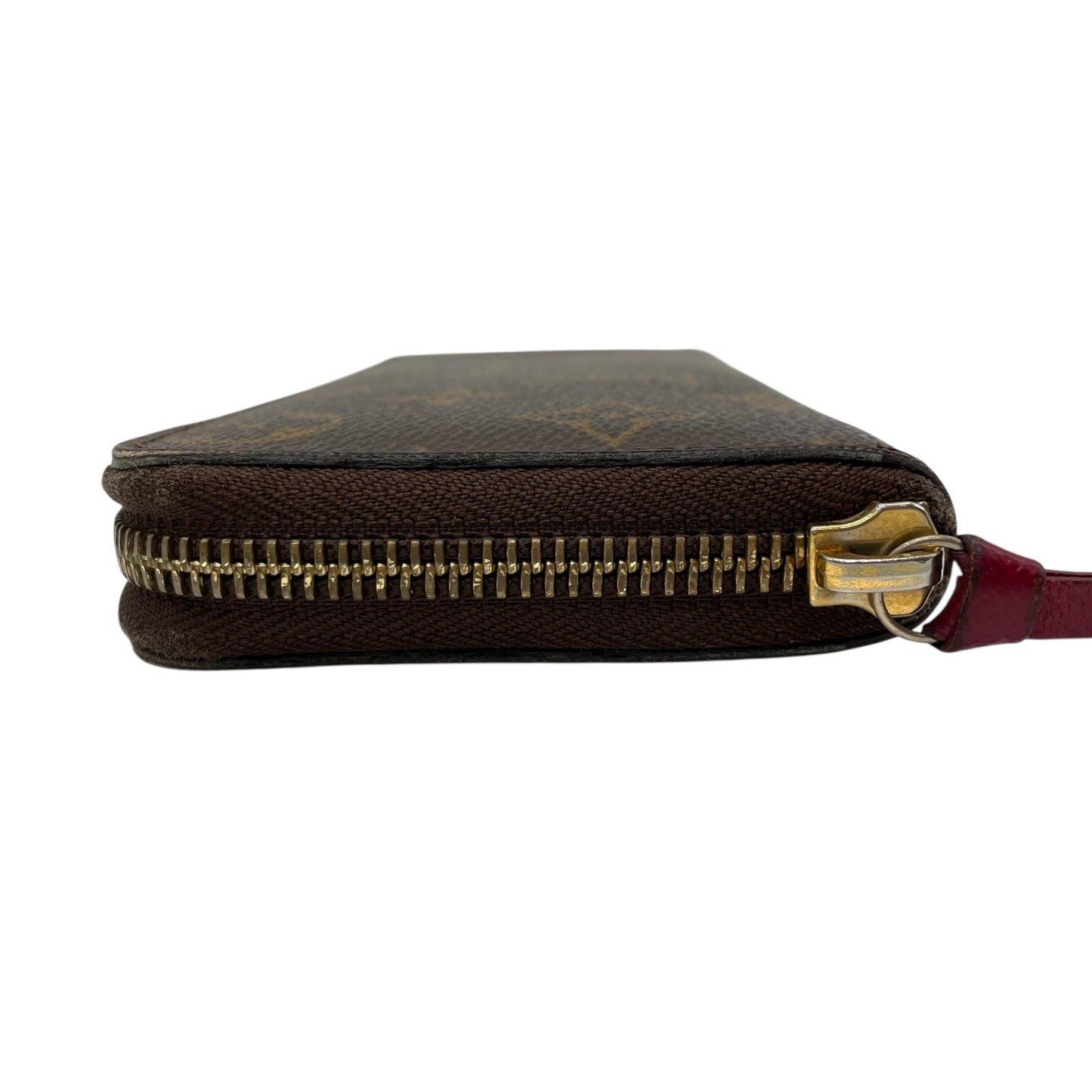 極美品 LOUIS VUITTON ルイヴィトン 長財布 モノグラム ポルトフォイユ・クレマンス M60742 ラウンドファスナー フューシャピンク ブラウン 茶 PVC レザー レディース W2