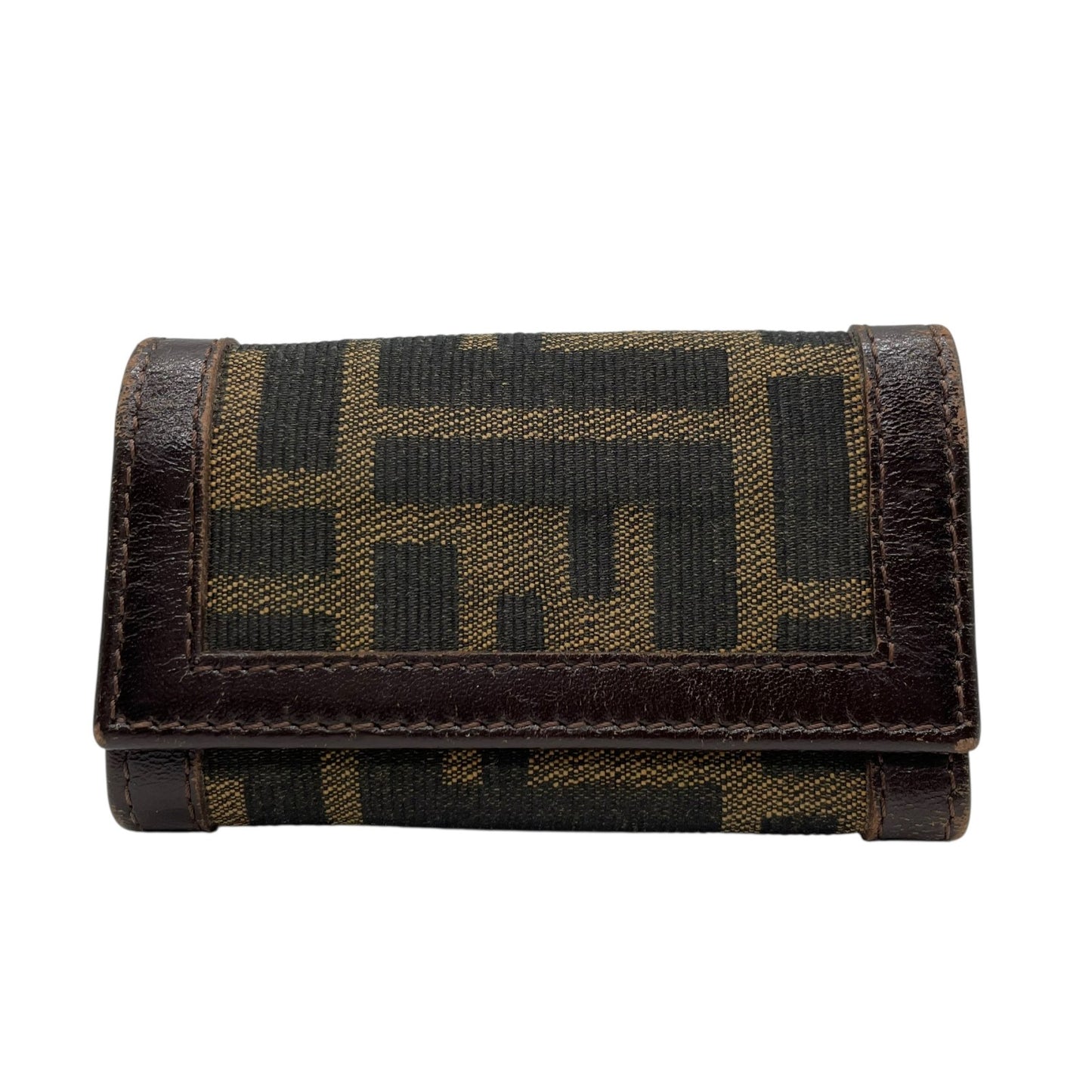 FENDI フェンディ ズッカ柄 6連キーケース キャンバス レザー 茶 ブラウン シルバー金具 FF柄 ヴィンテージ メンズ レディース M2
