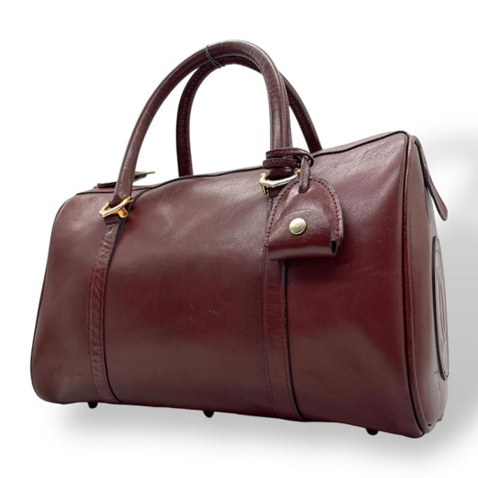Cartier カルティエ マストライン ボストンバッグ レザー 赤 ボルドー ワインレッド ゴールド金具 パドロック クロシェット 2Cモチーフ メンズ レディース ヴィンテージ U1