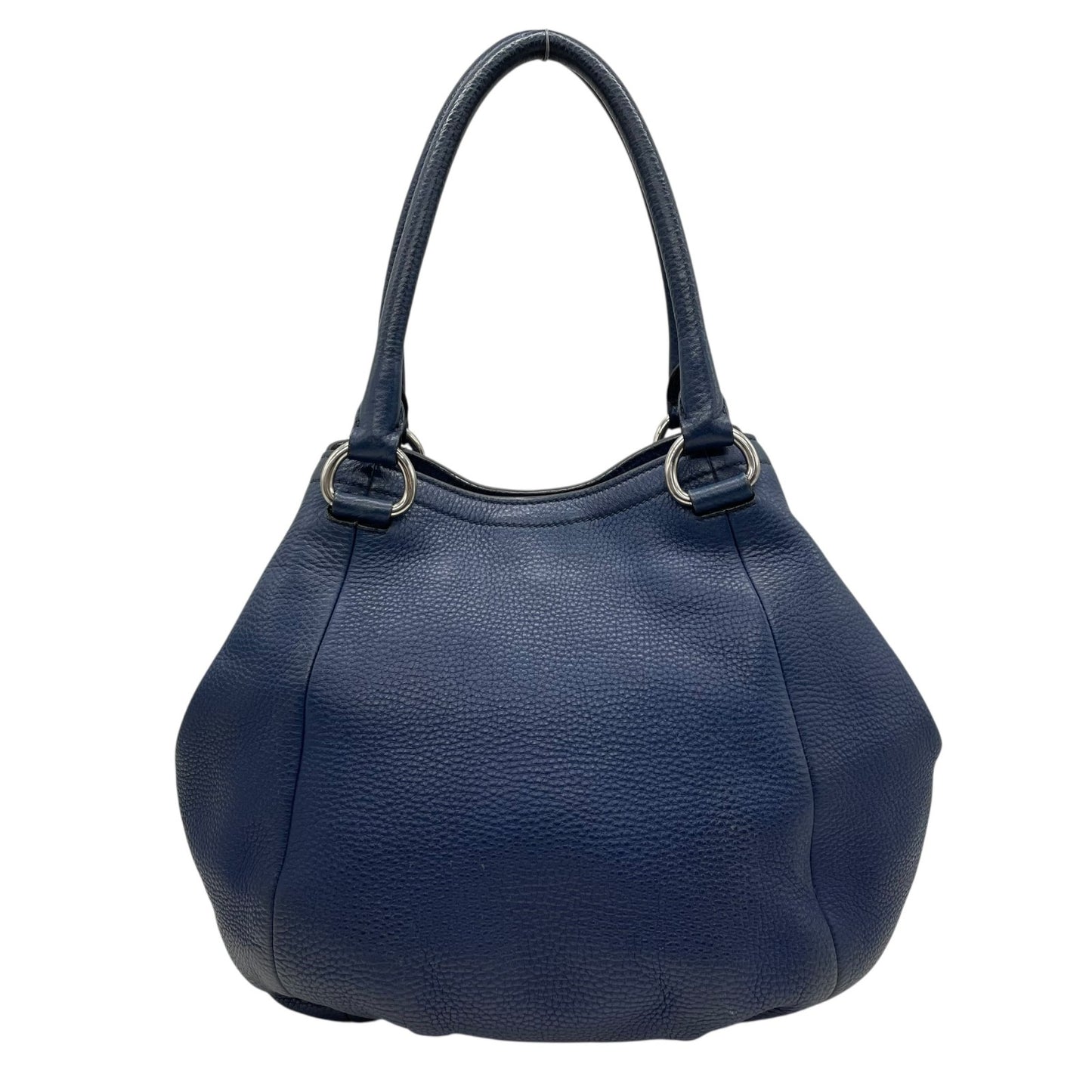 美品 PRADA プラダ 2WAY ハンドバッグ ショルダーバッグ レザー ネイビーブルー ヴィッテロ シルバー金具 B2343M 三角ロゴ 斜め掛け可 手提げ レディース Z4