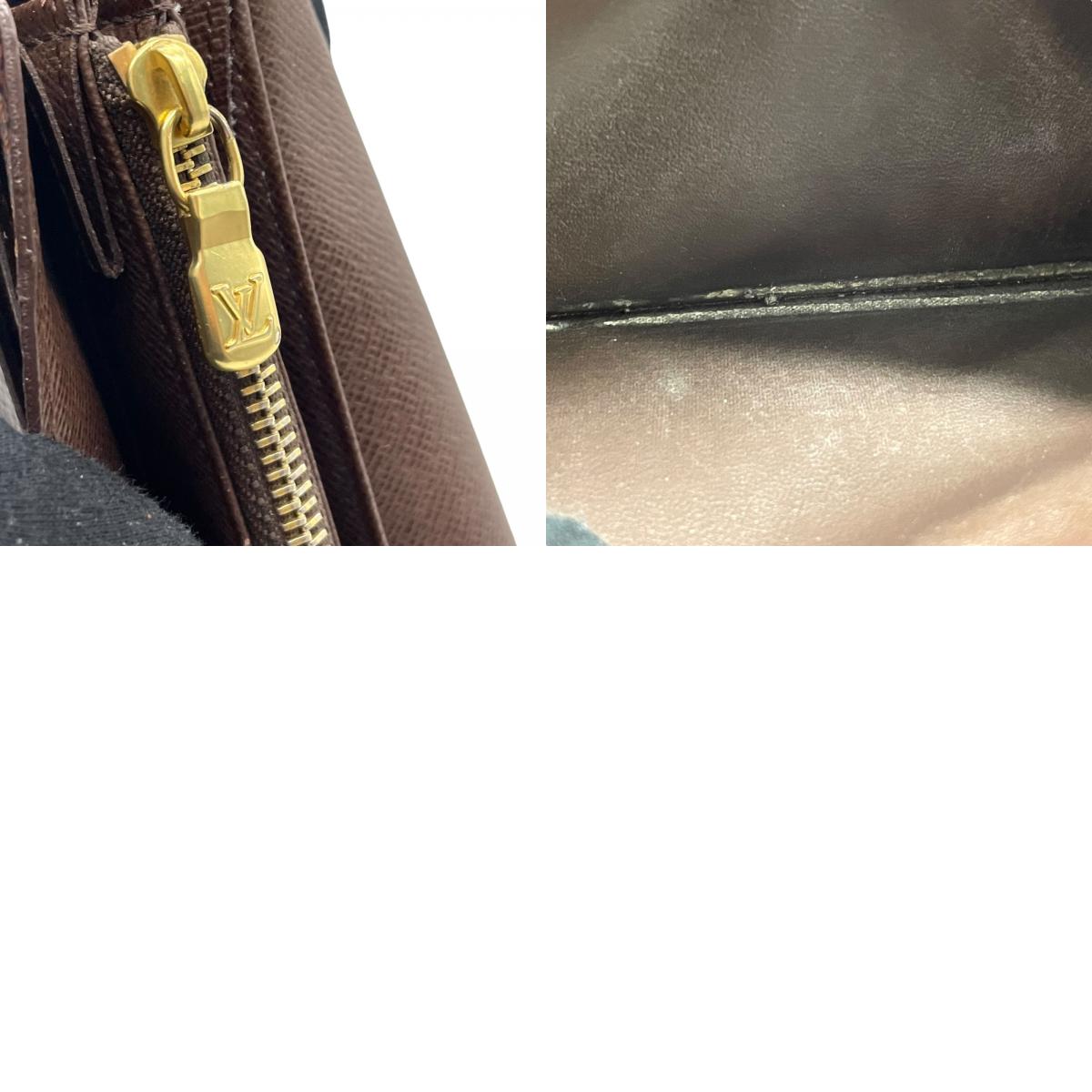 美品 LOUIS VUITTON ルイヴィトン 長財布 ダミエ ポルトフォイユサラ N61734 茶 ブラウン PVC レザー ゴールド金具 メンズ レディース H1