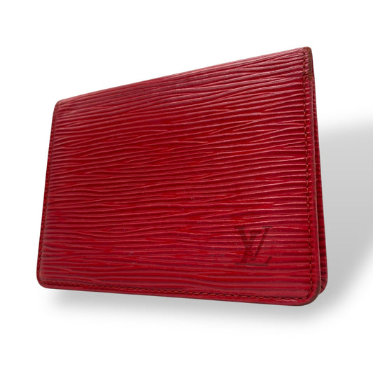 LOUIS VUITTON ルイヴィトン エピ ポルト 2 カルト ヴェルティカル M6320E 二つ折りパスケース 定期入れ カードケース 赤 レッド レザー メンズ レディース W3