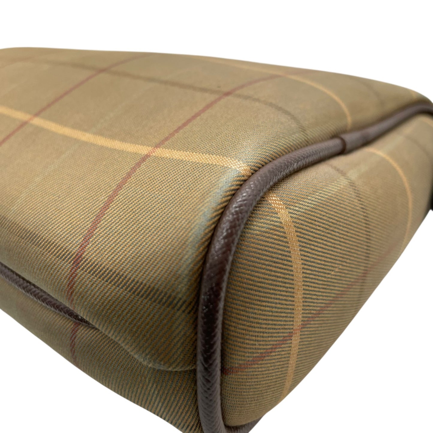 Burberry バーバリー クラッチバッグ セカンドバッグ ポーチ カーキ ブラウン ブラウン金具 キャンバス レザー ファスナー開閉 チェック柄 ホースロゴ メンズ レディース ヴィンテージ U4