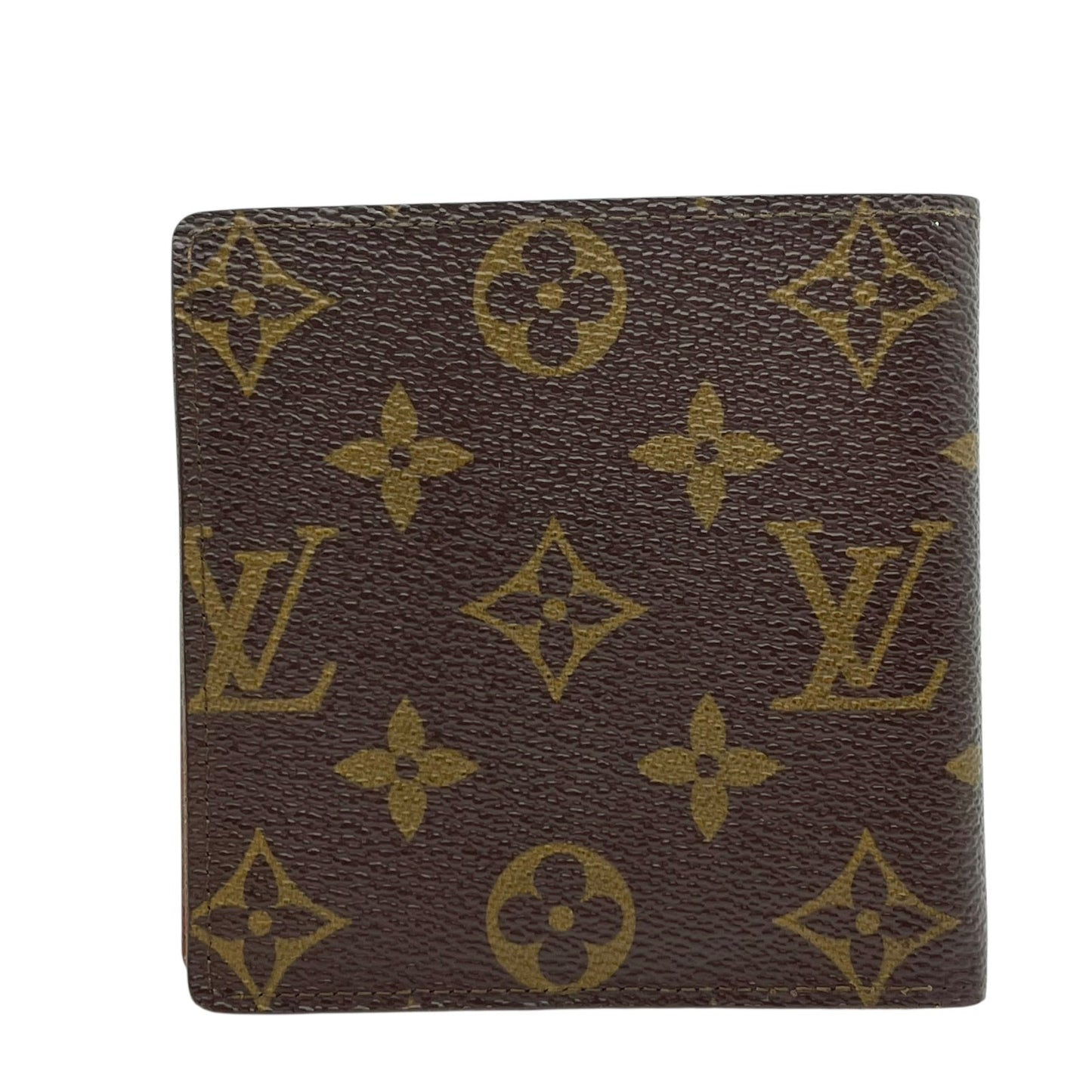 LOUIS VUITTON ルイヴィトン モノグラム ポルトフォイユ・マルコ 二つ折り財布 茶 ブラウン PVC レザー ゴールド金具 M61675 メンズ レディース M4