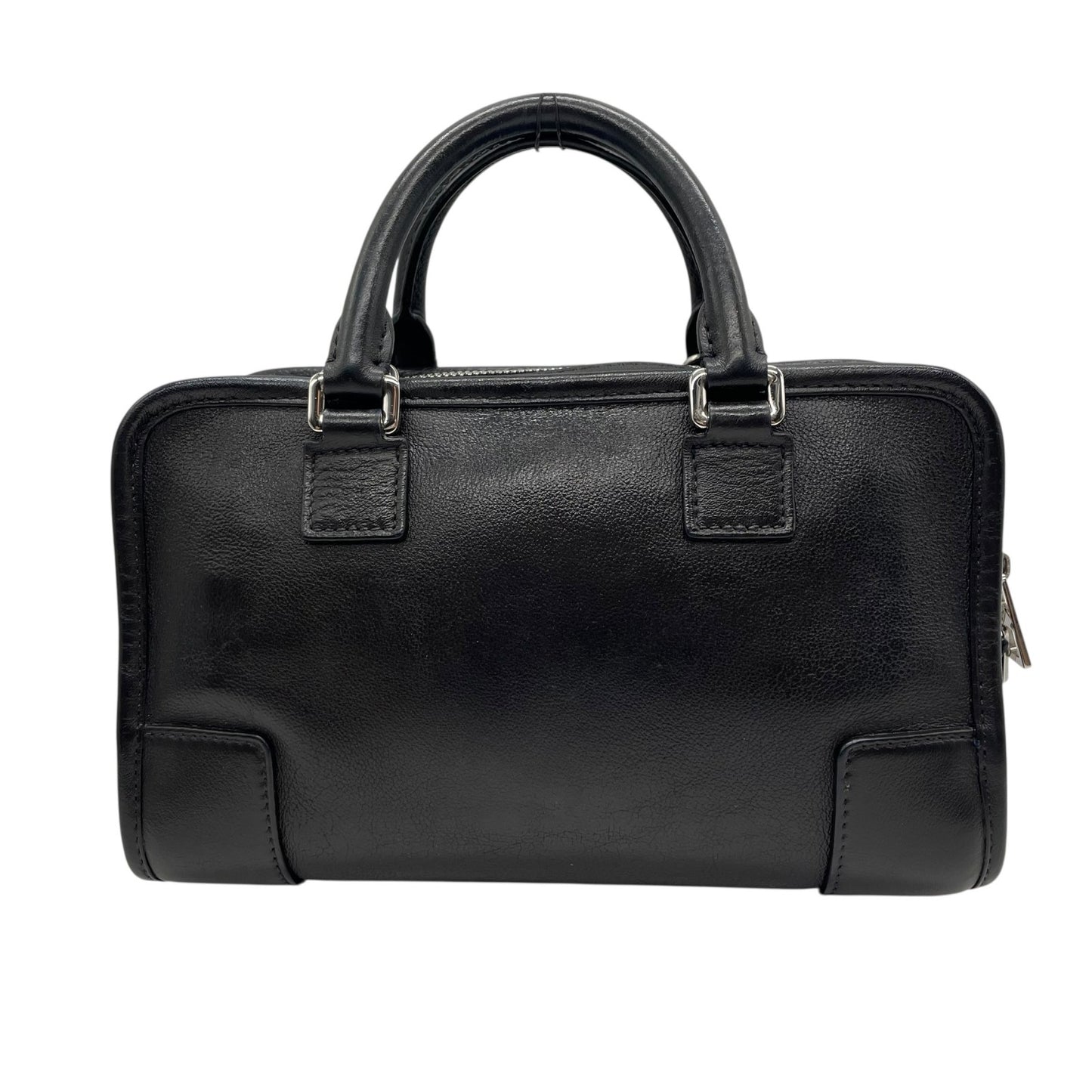 Authentic LOEWE Amazona 2WAY Handbag Shoulder Bag Black Leather Anagram