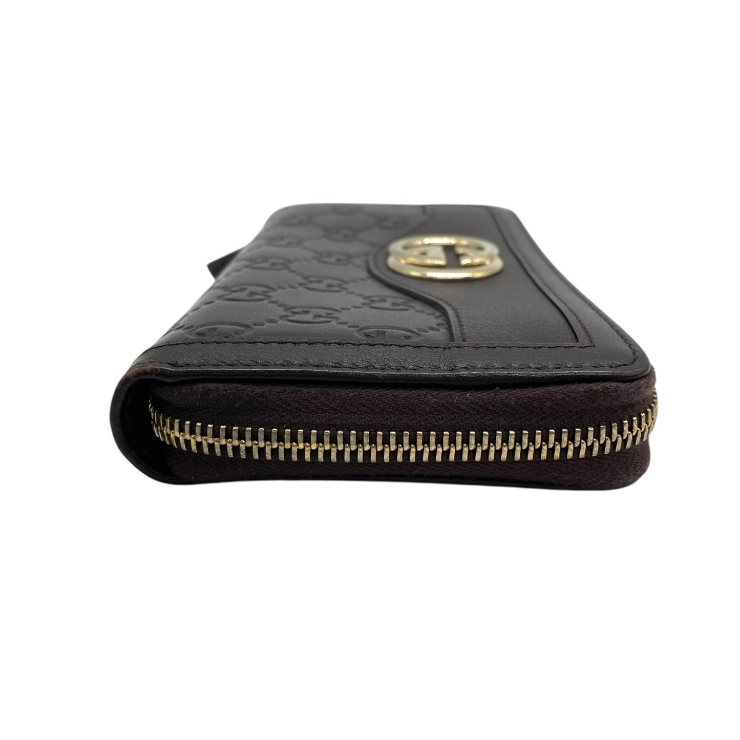 Authentic GUCCI Long Wallet Guccissima Black Brown Bicolor Leather Gold Interlocking G