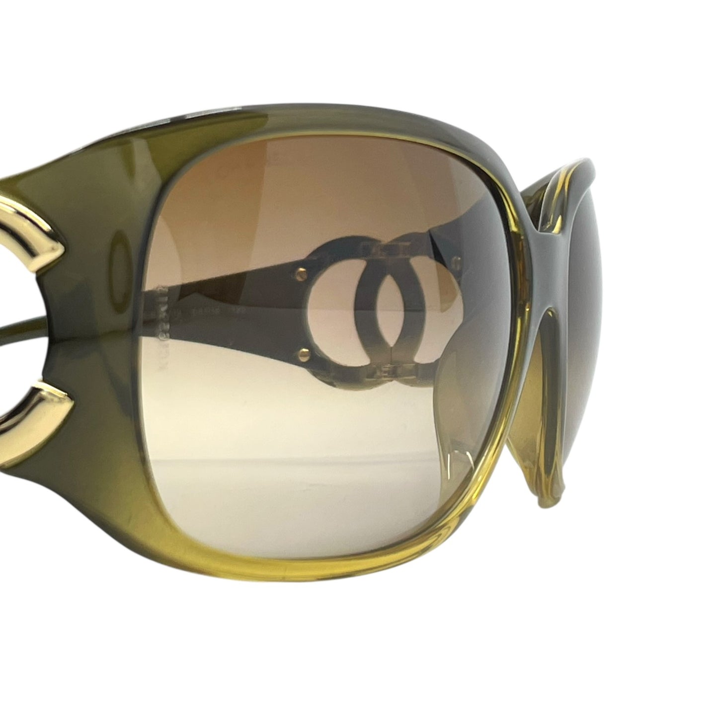 極美品 CHANEL シャネル ココマーク サングラス 64□16 120 カーキ レディース H2