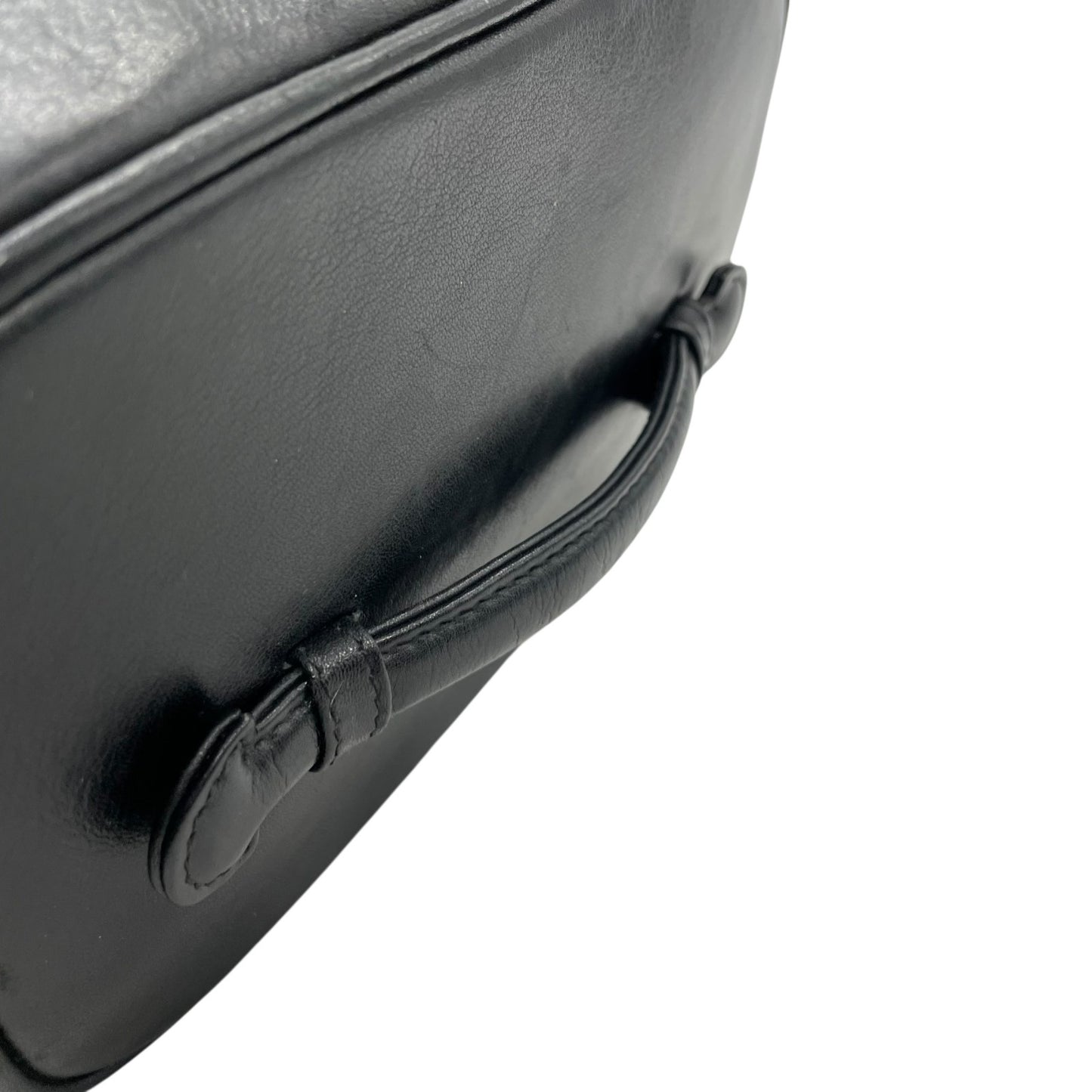 Authentic CHANEL Vanity Bag Handbag Black Bi-Color Leather Gold CC Logo Italy Women