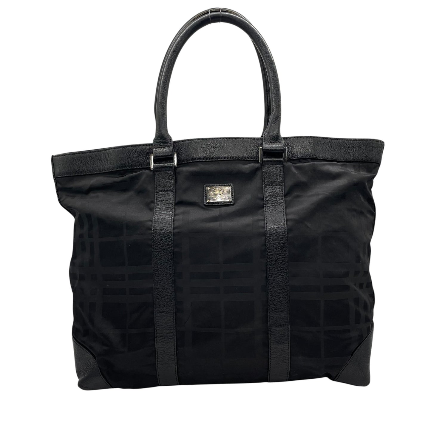 Authentic Burberry Black Label Business Tote Bag Black Nylon A4 Shoulder Men Unisex Large