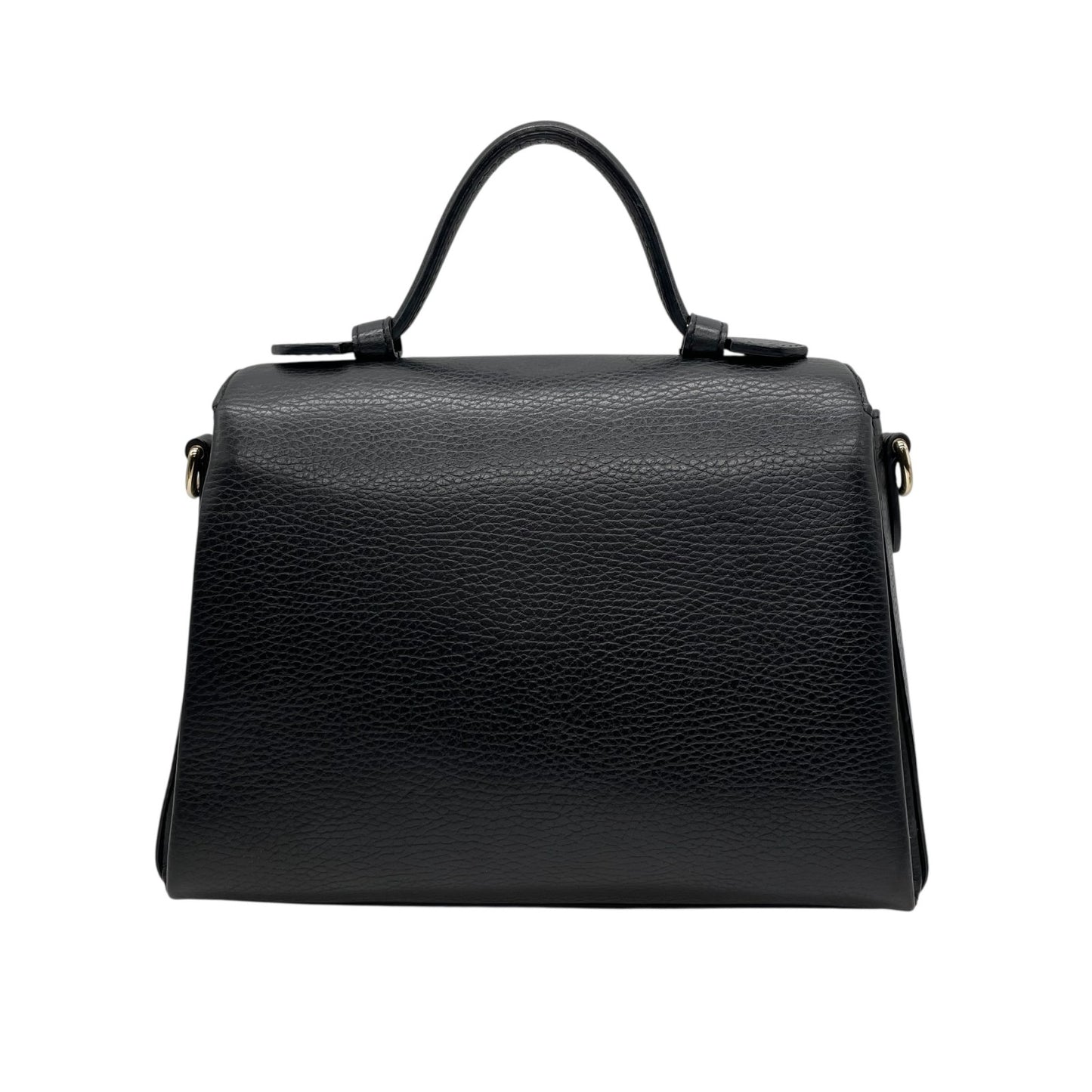 Authentic GUCCI Interlocking G 2Way Handbag Shoulder Bag Black Leather Gold